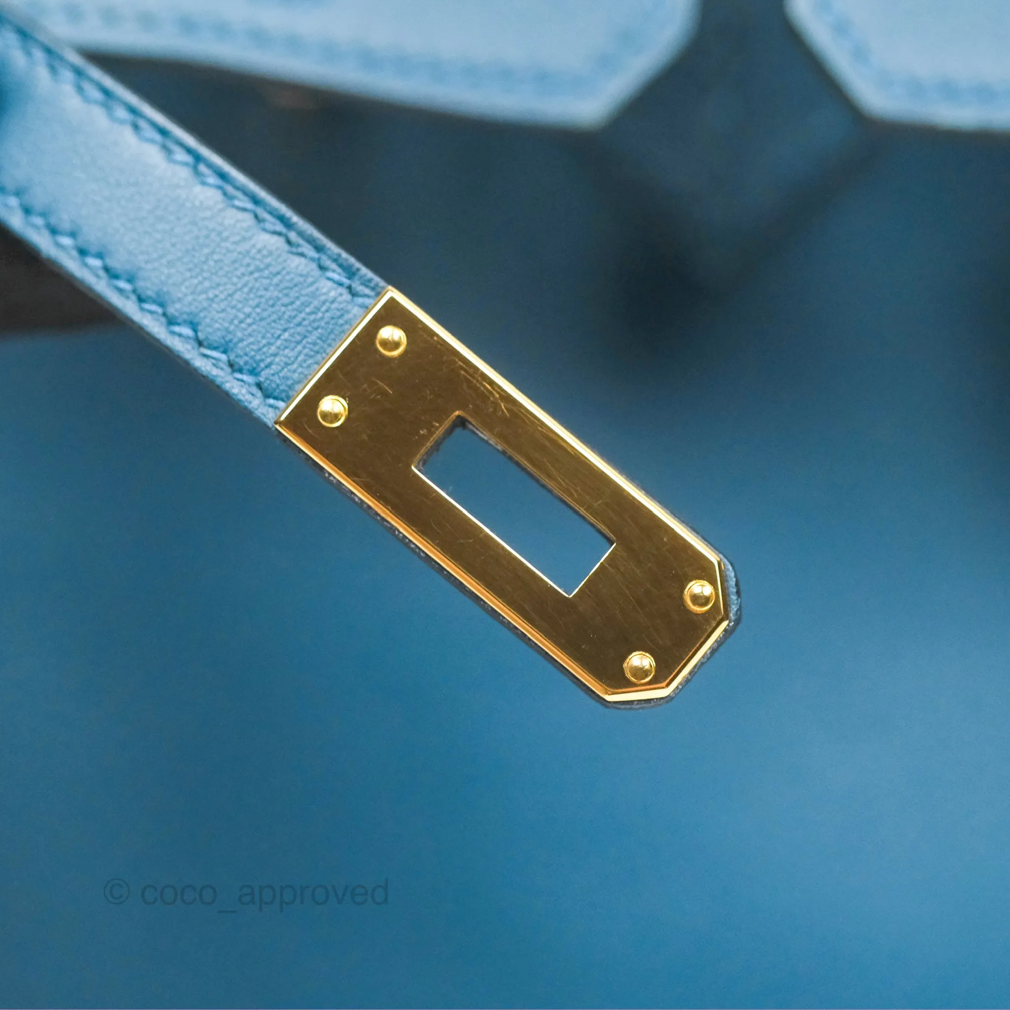 Hermes Birkin 25 Retourne Bleu Colvert Swift Gold Hardware