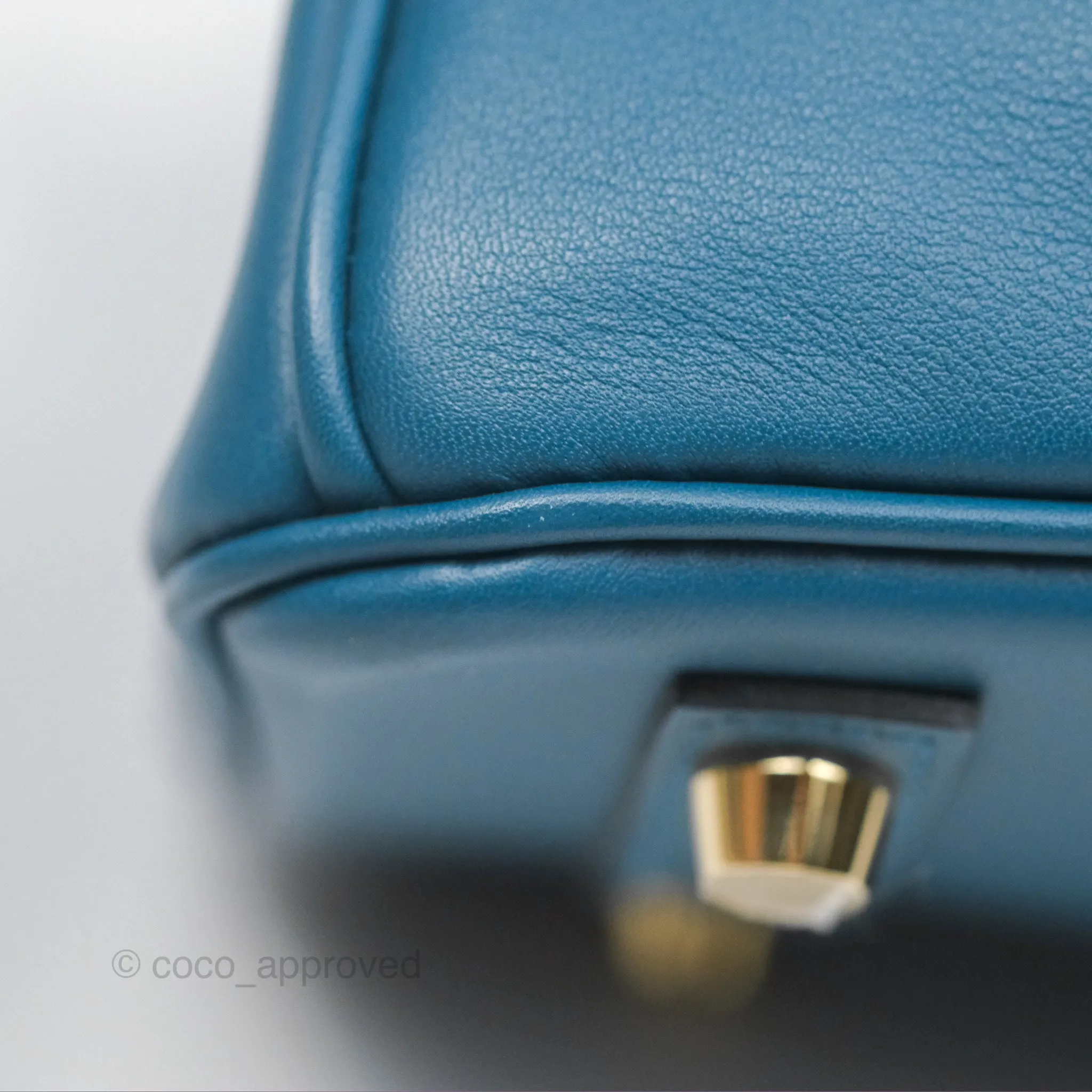 Hermes Birkin 25 Retourne Bleu Colvert Swift Gold Hardware