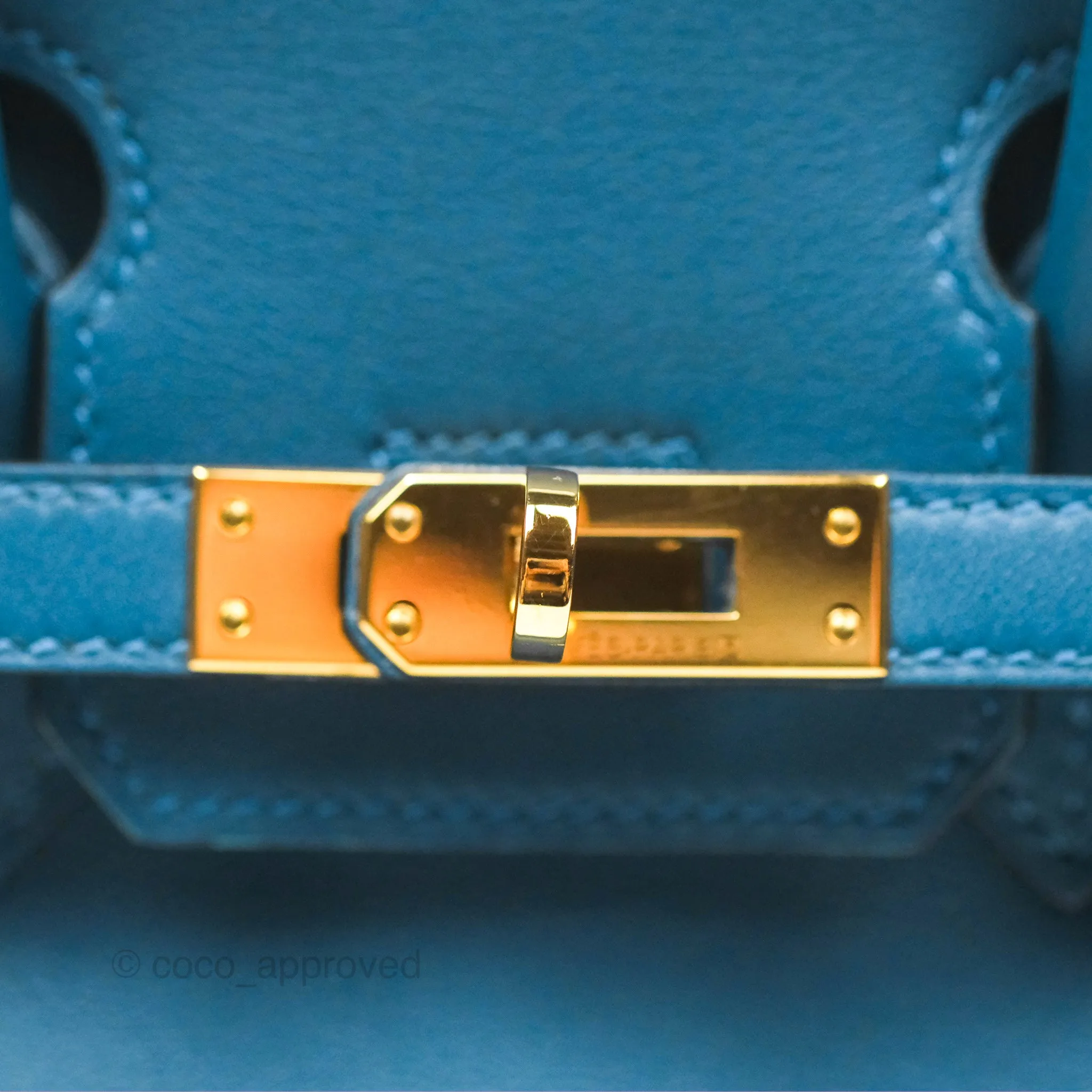 Hermes Birkin 25 Retourne Bleu Colvert Swift Gold Hardware