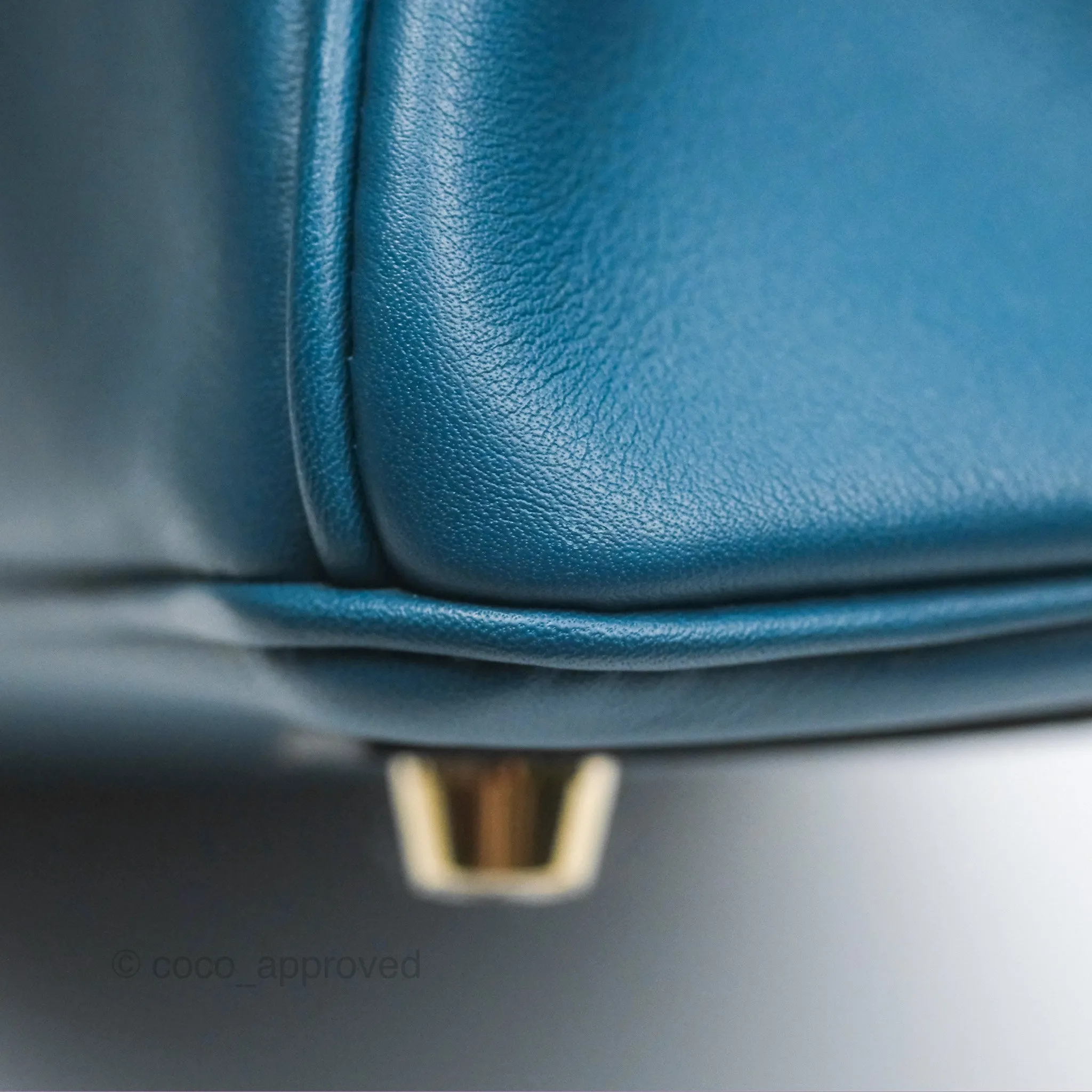 Hermes Birkin 25 Retourne Bleu Colvert Swift Gold Hardware