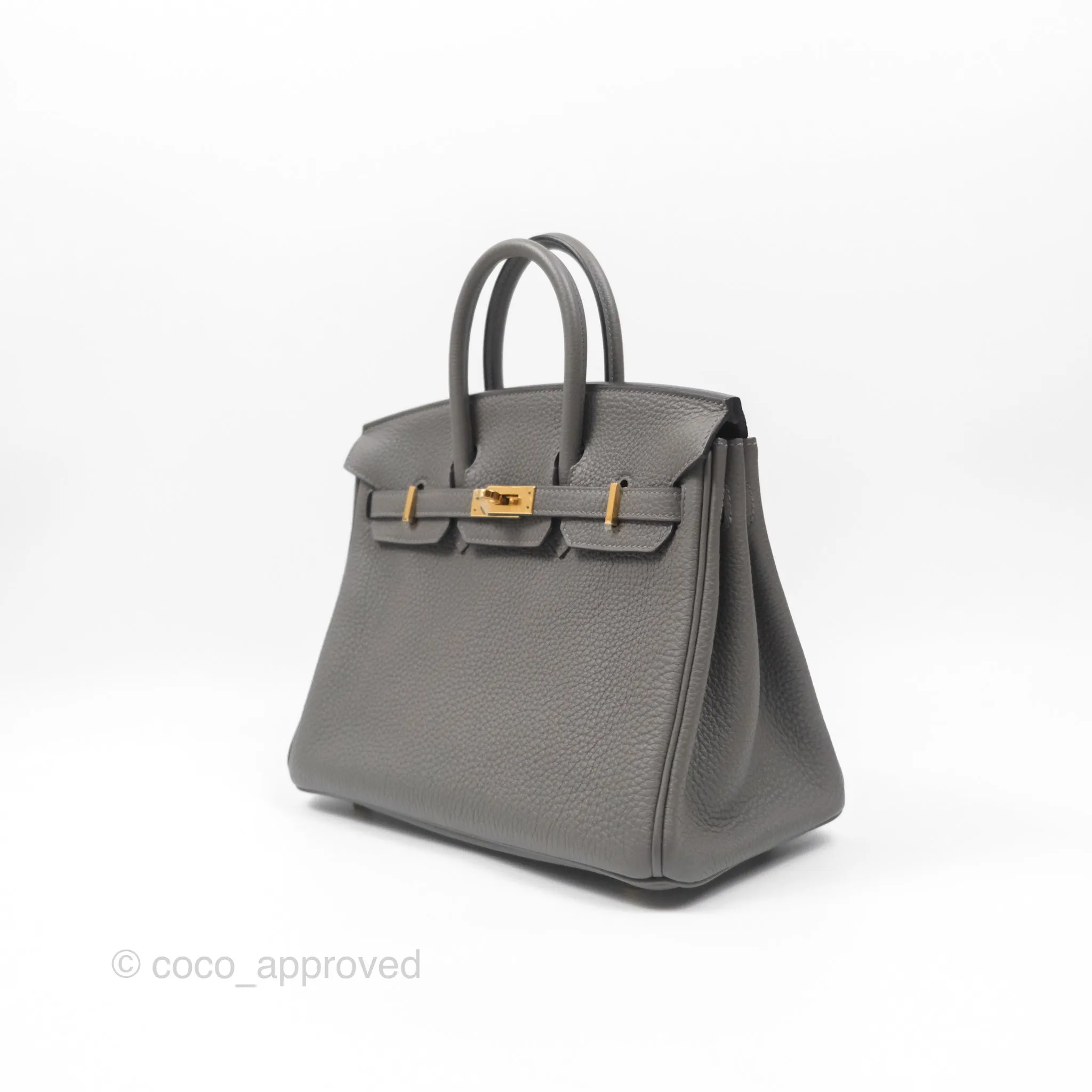 Hermes Birkin 25 Retourne Gris Meyer 0L Togo Gold Hardware