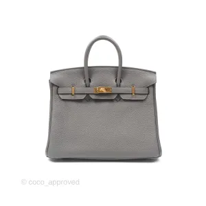 Hermes Birkin 25 Retourne Gris Meyer 0L Togo Gold Hardware