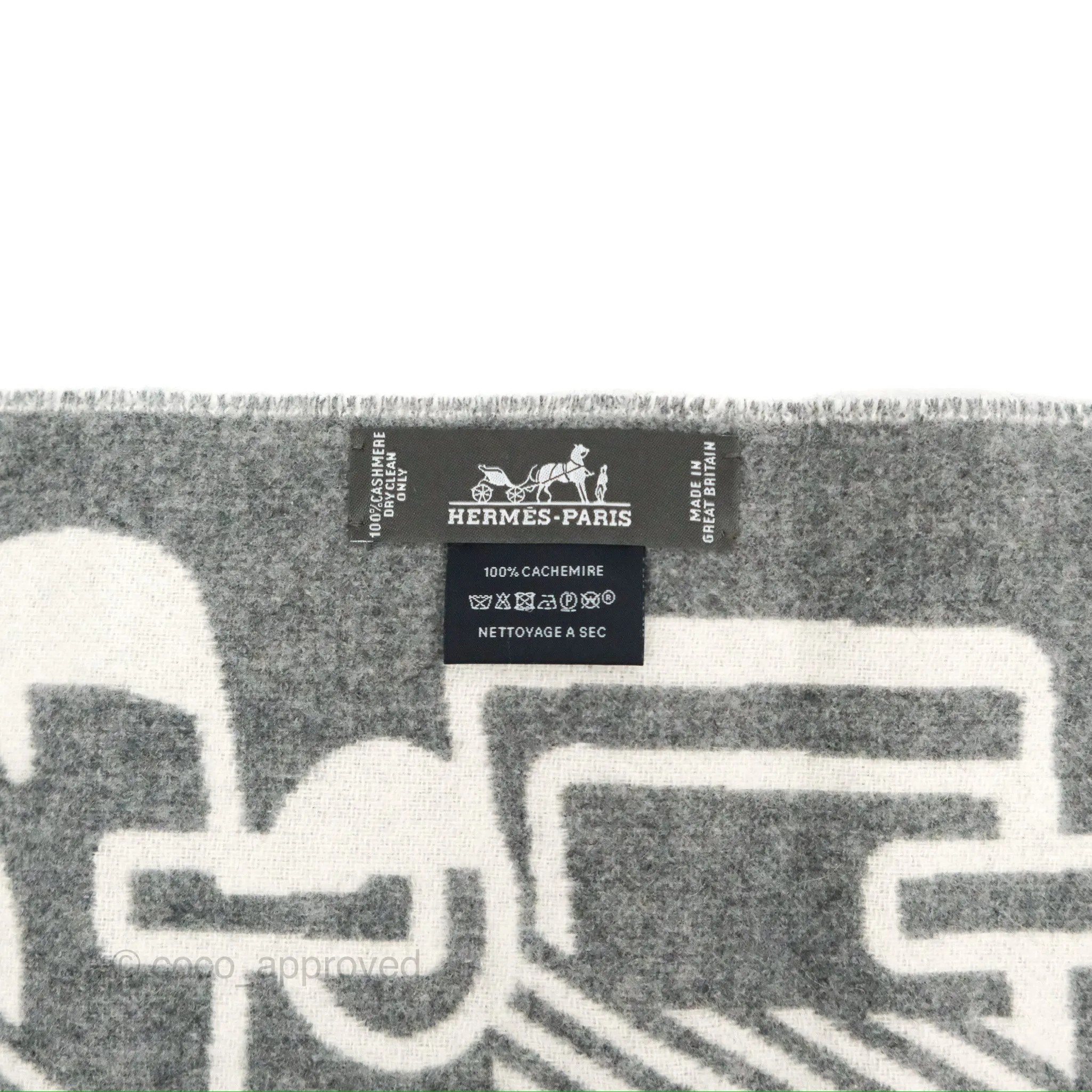 Hermes Casaque Do Re Boucles Muffler Ivoire / Gris Flanelle Cashmere