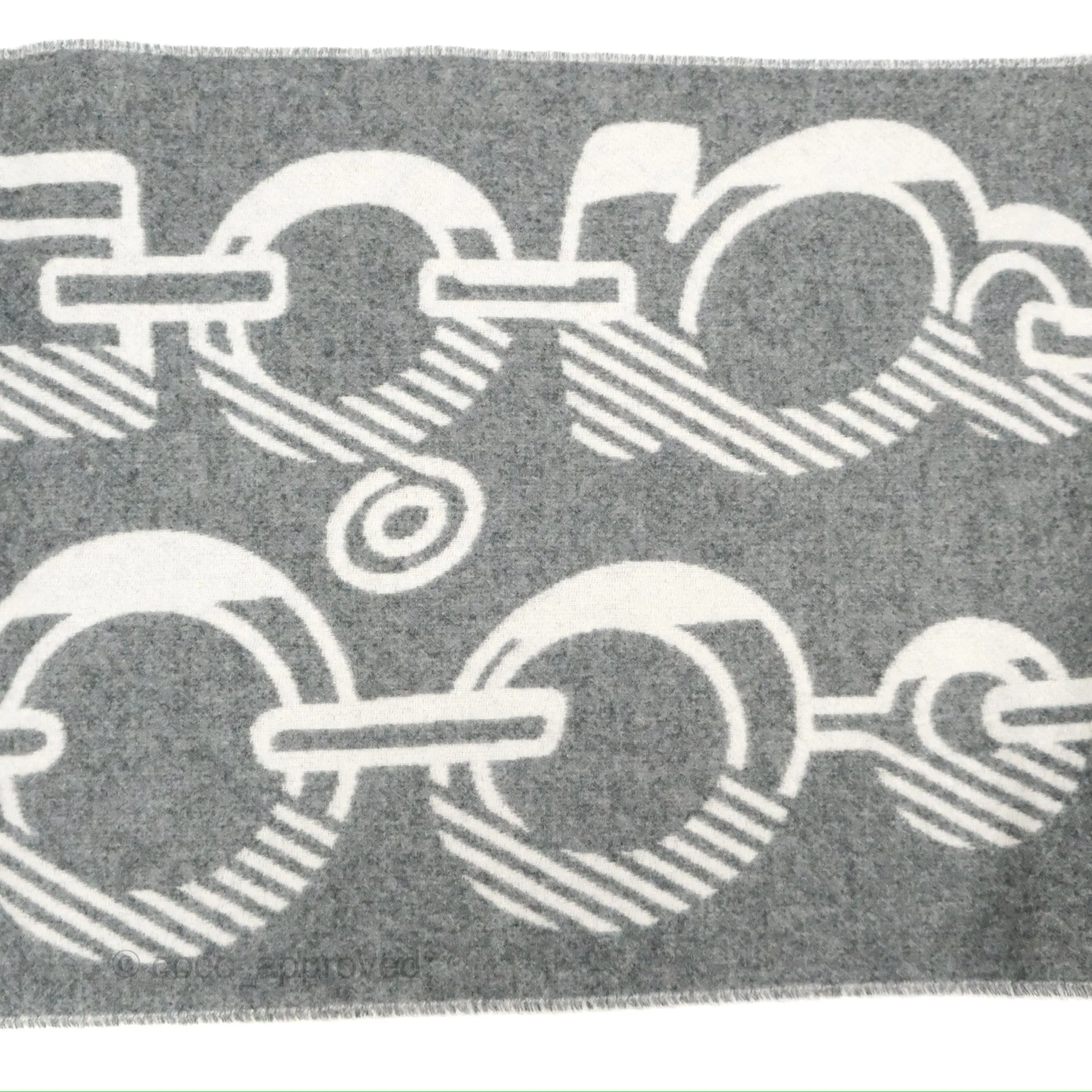 Hermes Casaque Do Re Boucles Muffler Ivoire / Gris Flanelle Cashmere