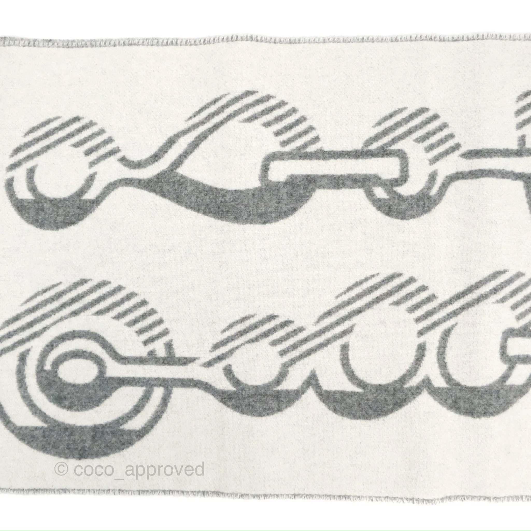 Hermes Casaque Do Re Boucles Muffler Ivoire / Gris Flanelle Cashmere