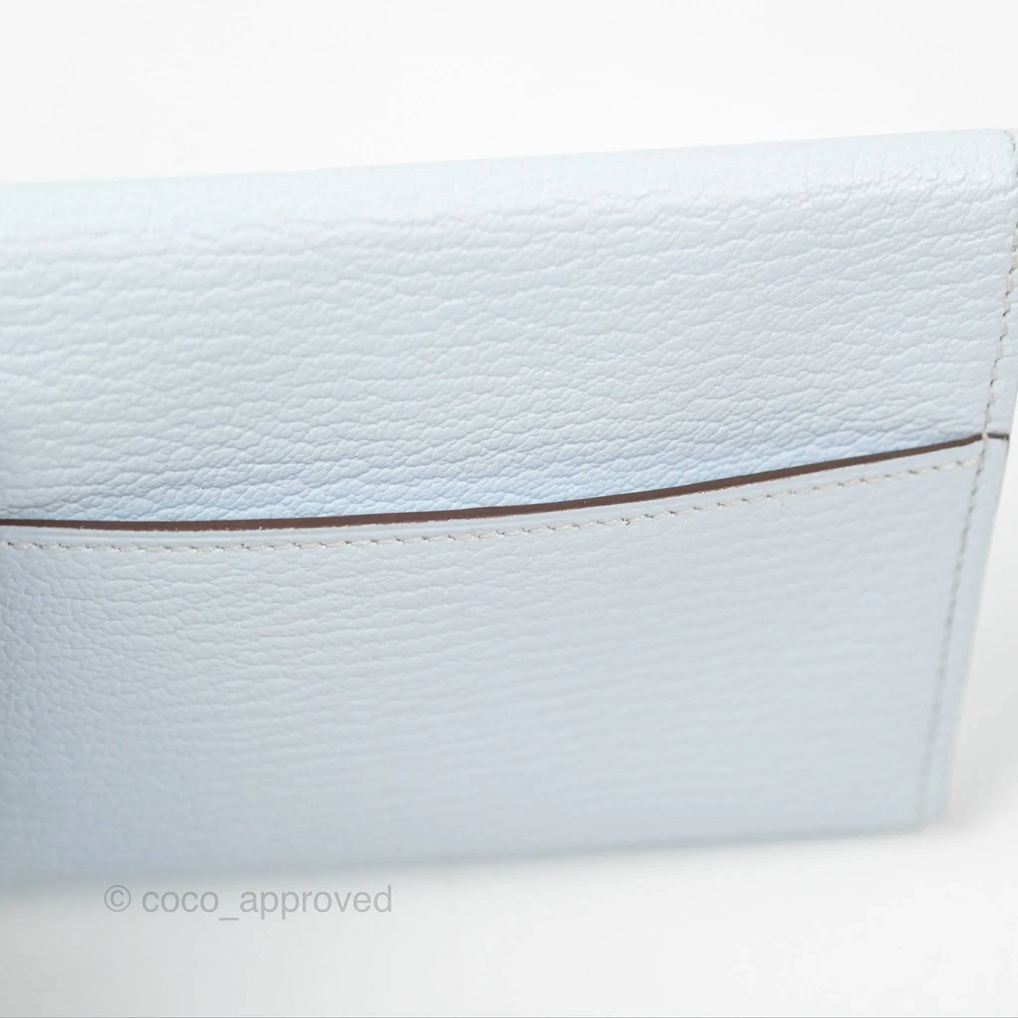 Hermes Clic H Mini Card Holder Blue Chevre Mysore Palladium Hardware