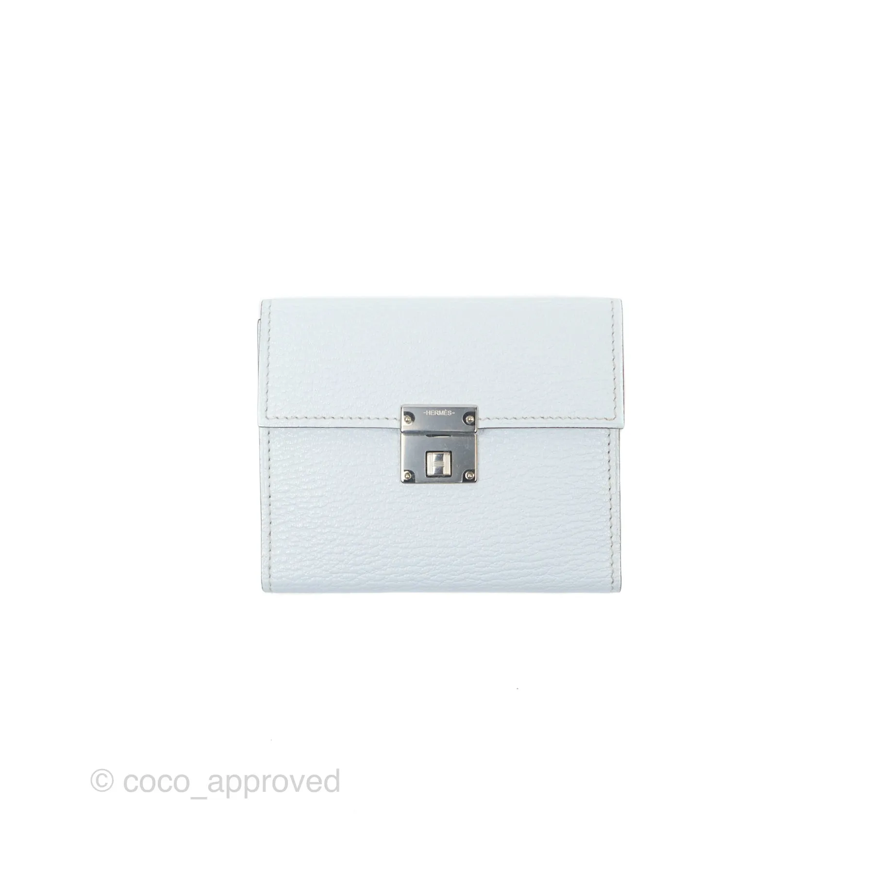 Hermes Clic H Mini Card Holder Blue Chevre Mysore Palladium Hardware