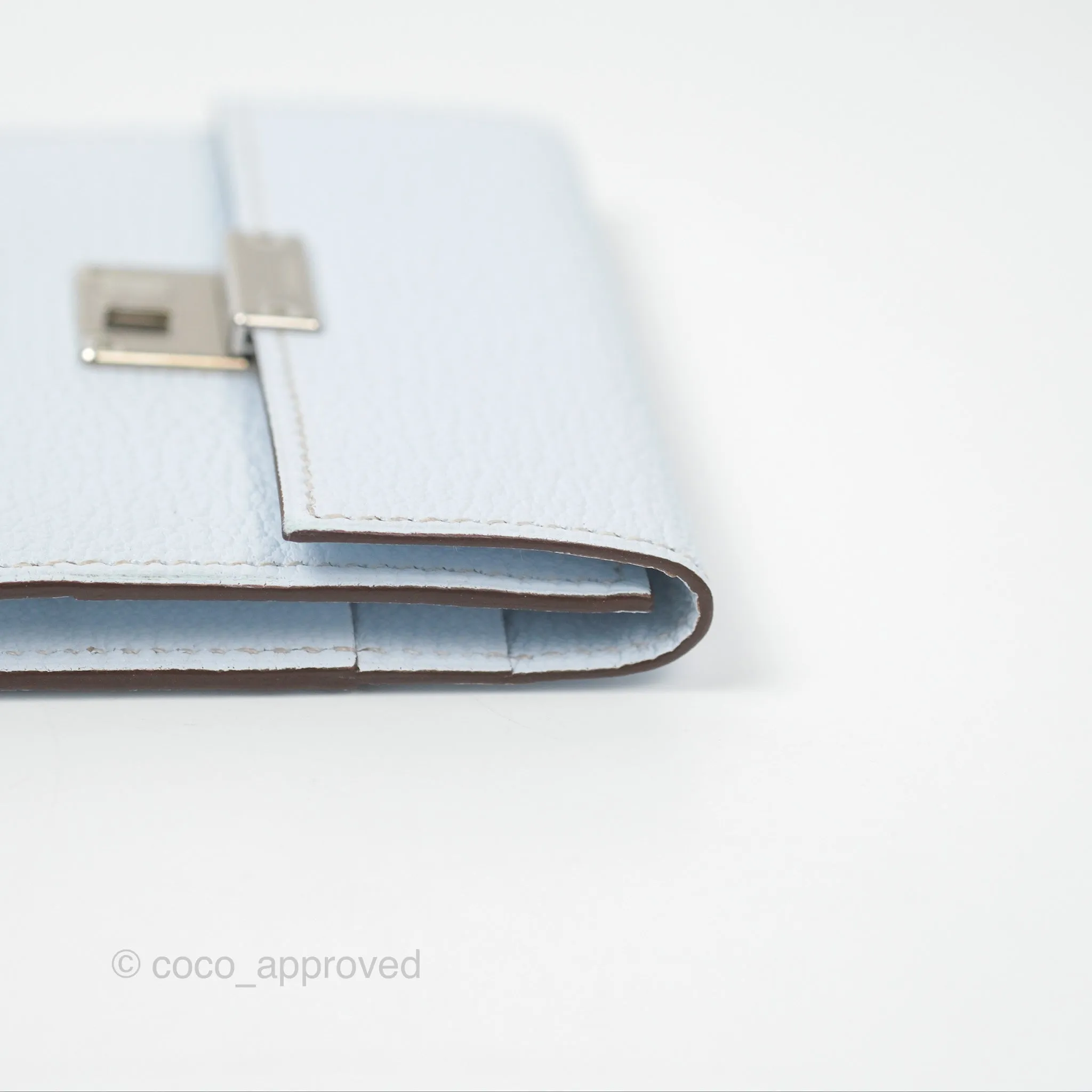 Hermes Clic H Mini Card Holder Blue Chevre Mysore Palladium Hardware