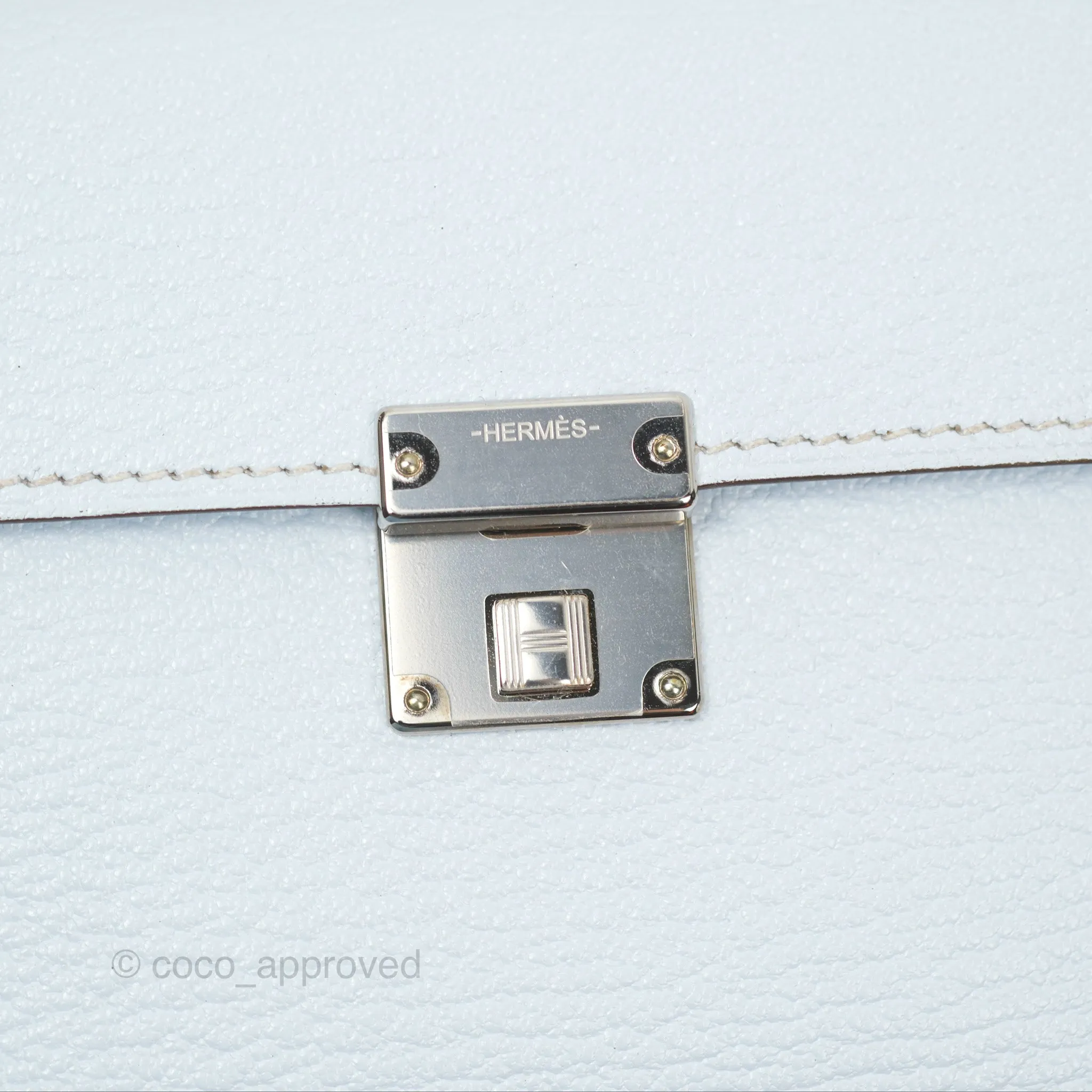 Hermes Clic H Mini Card Holder Blue Chevre Mysore Palladium Hardware