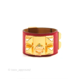 Hermes Collier De Chien 24 Bracelet Red Epsom Gold Hardware