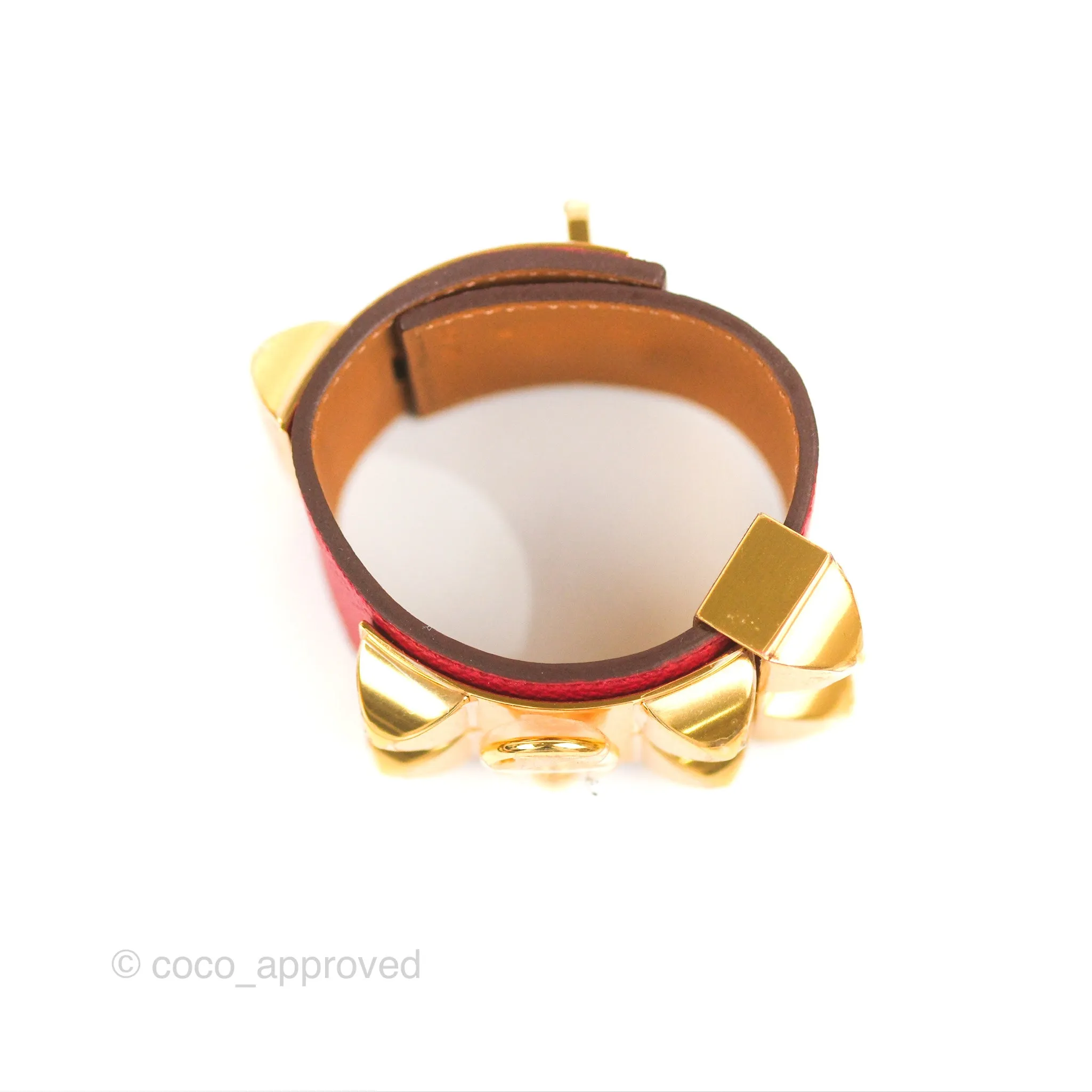 Hermes Collier De Chien 24 Bracelet Red Epsom Gold Hardware