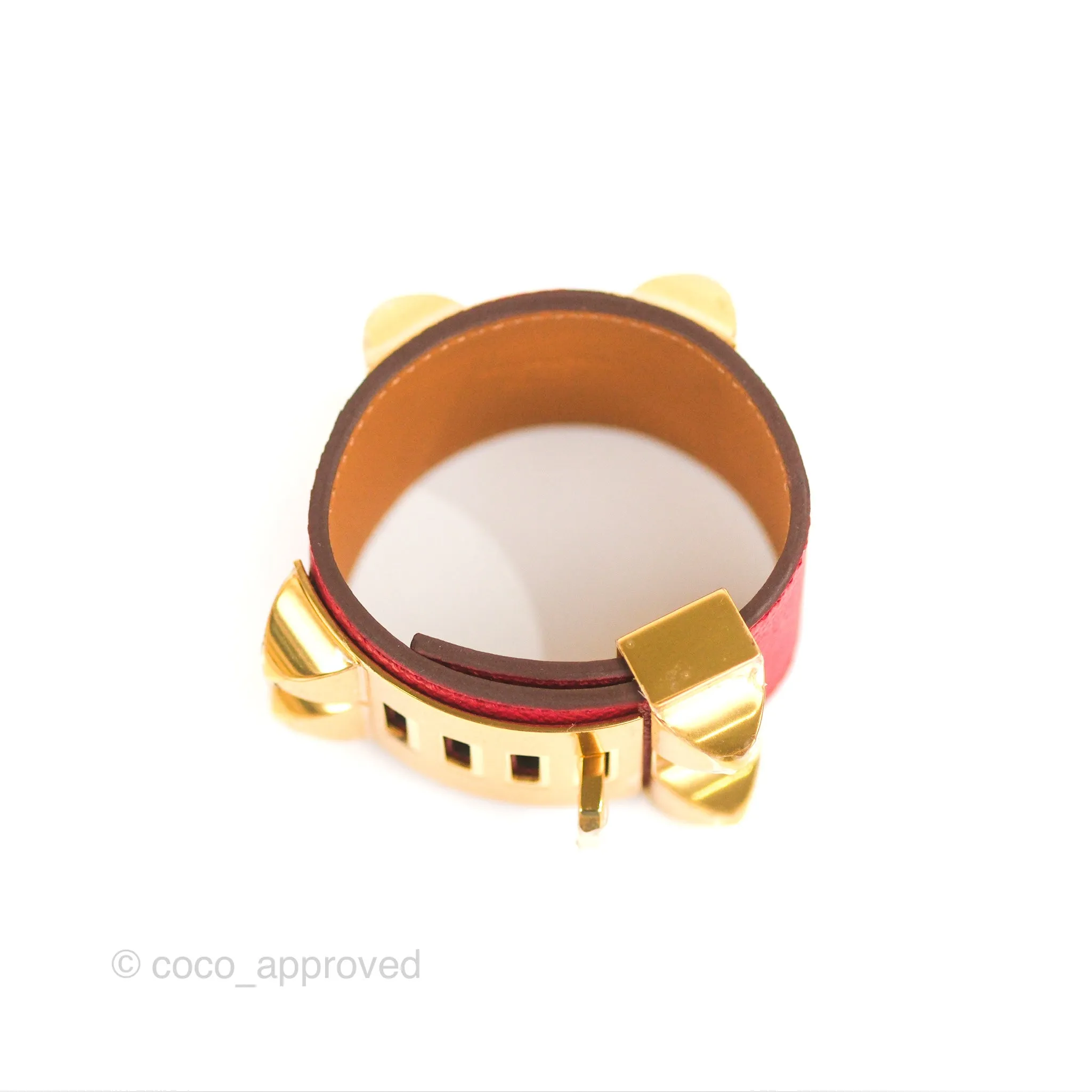 Hermes Collier De Chien 24 Bracelet Red Epsom Gold Hardware