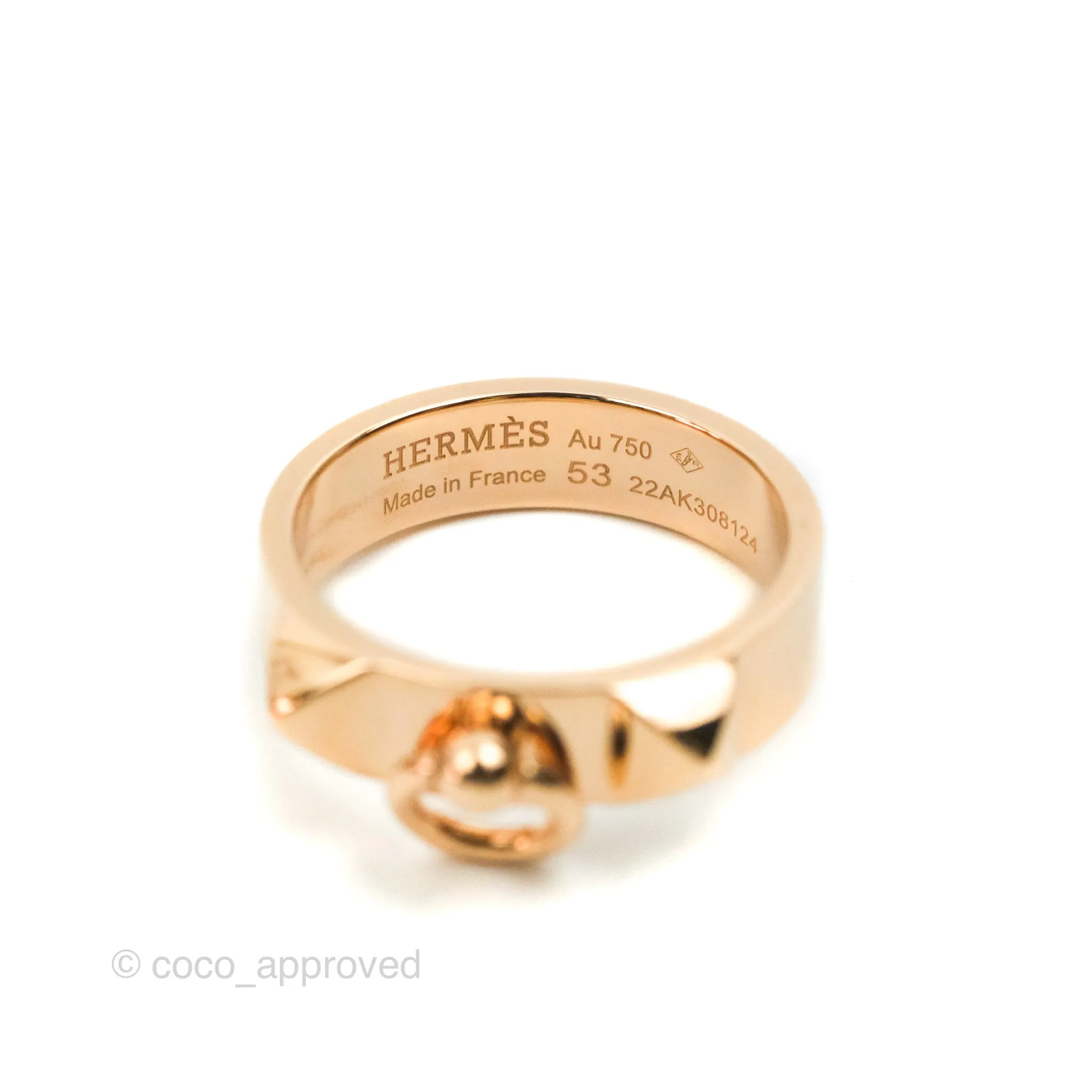 Hermes Collier de Chien Ring Small Model Rose Gold Size 53