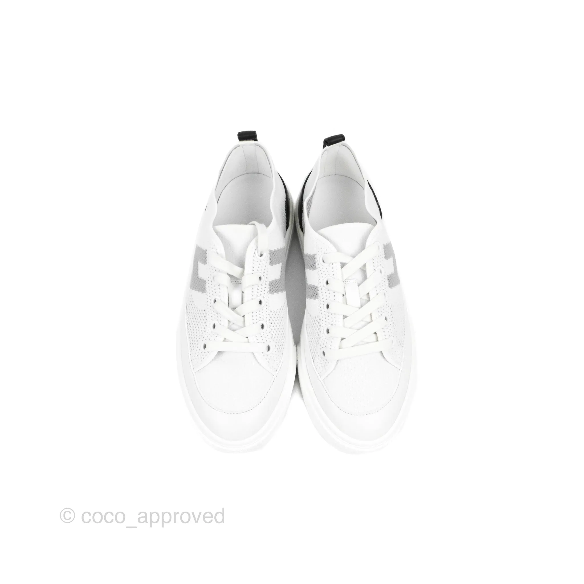 Hermes Deep Sneaker Knit & Calfskin White