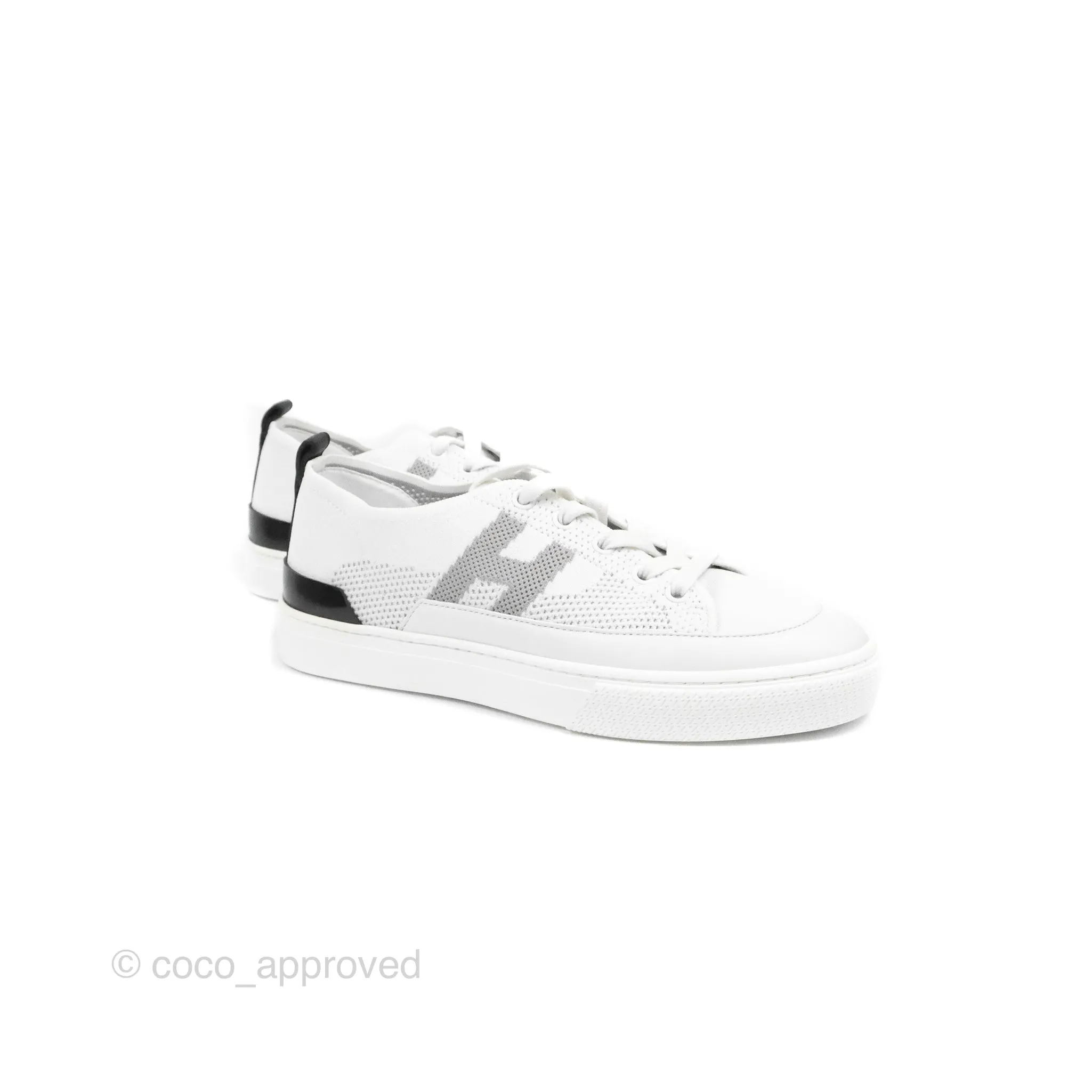 Hermes Deep Sneaker Knit & Calfskin White