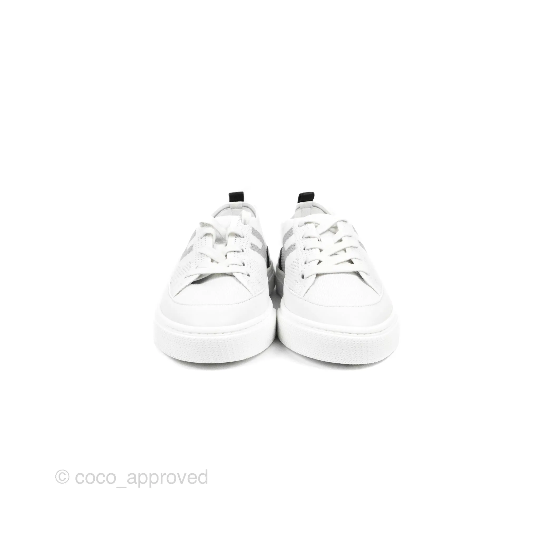 Hermes Deep Sneaker Knit & Calfskin White
