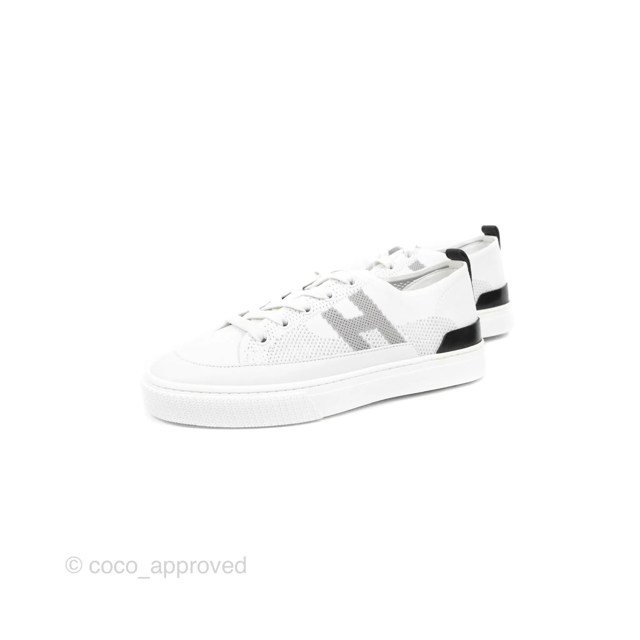 Hermes Deep Sneaker Knit & Calfskin White