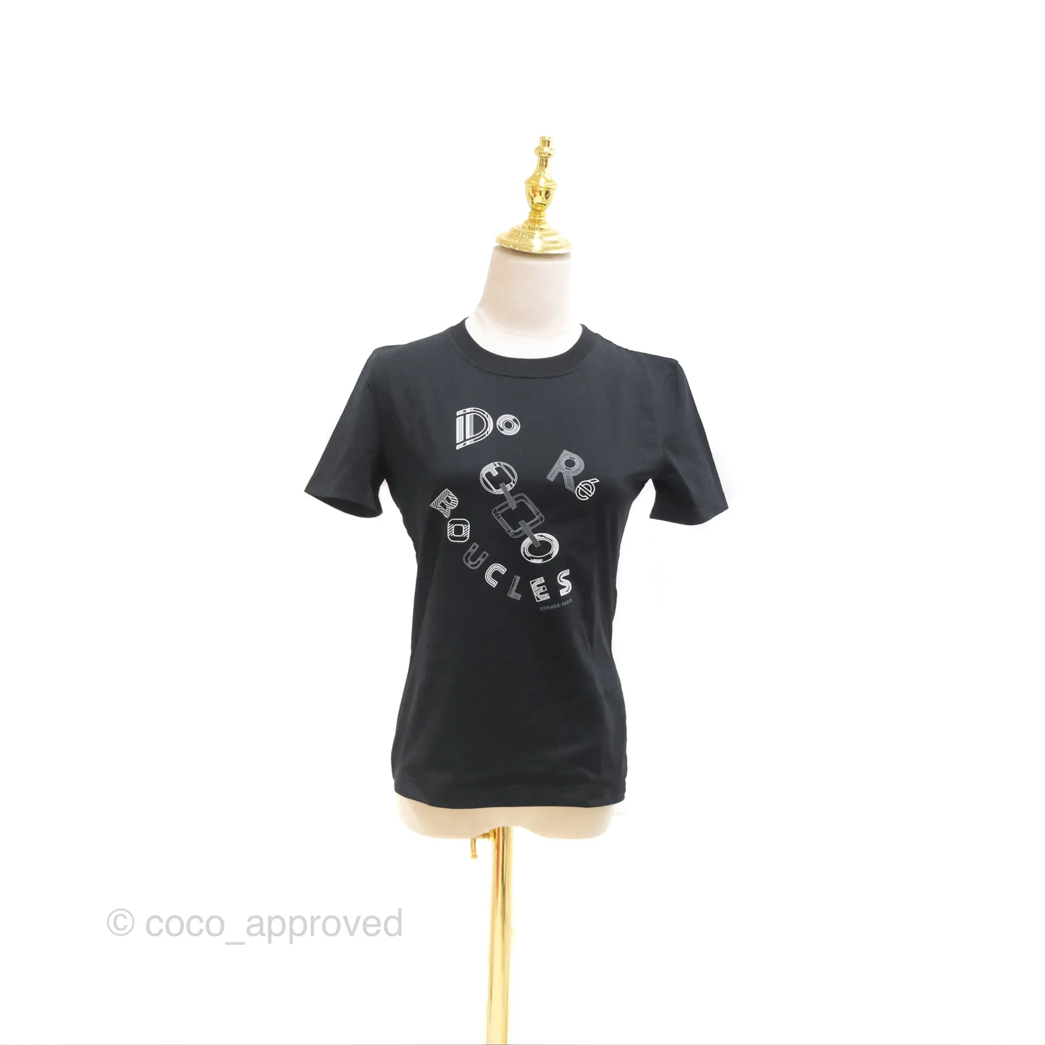Hermes Do Re Boucles Micro T-shirt Cotton Black Size 36