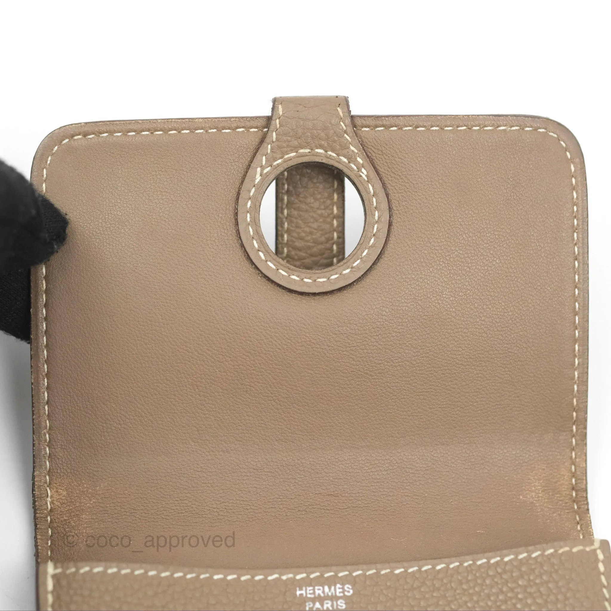 Hermes Dogon Card Case Etoupe Togo Palladium Hardware