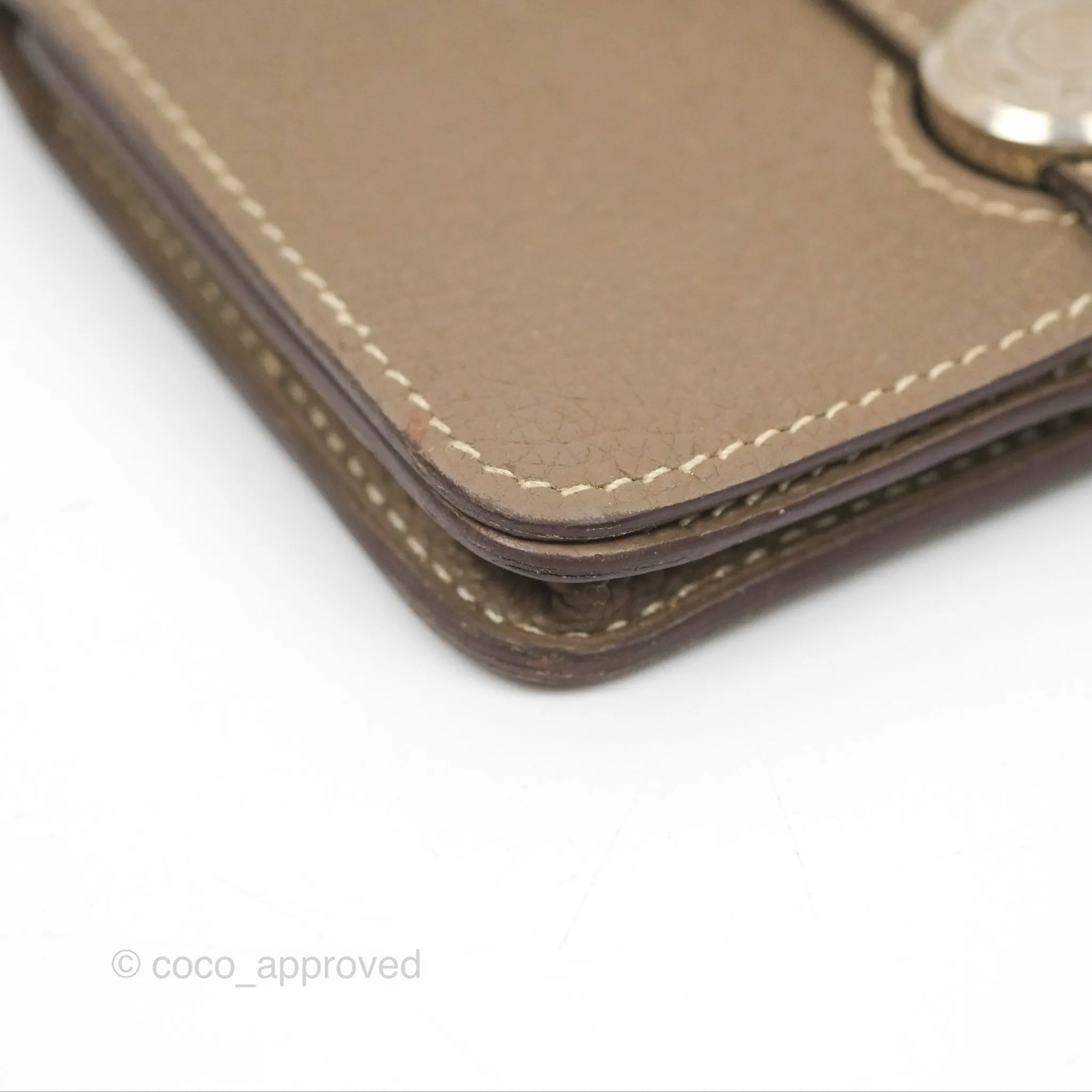 Hermes Dogon Card Case Etoupe Togo Palladium Hardware