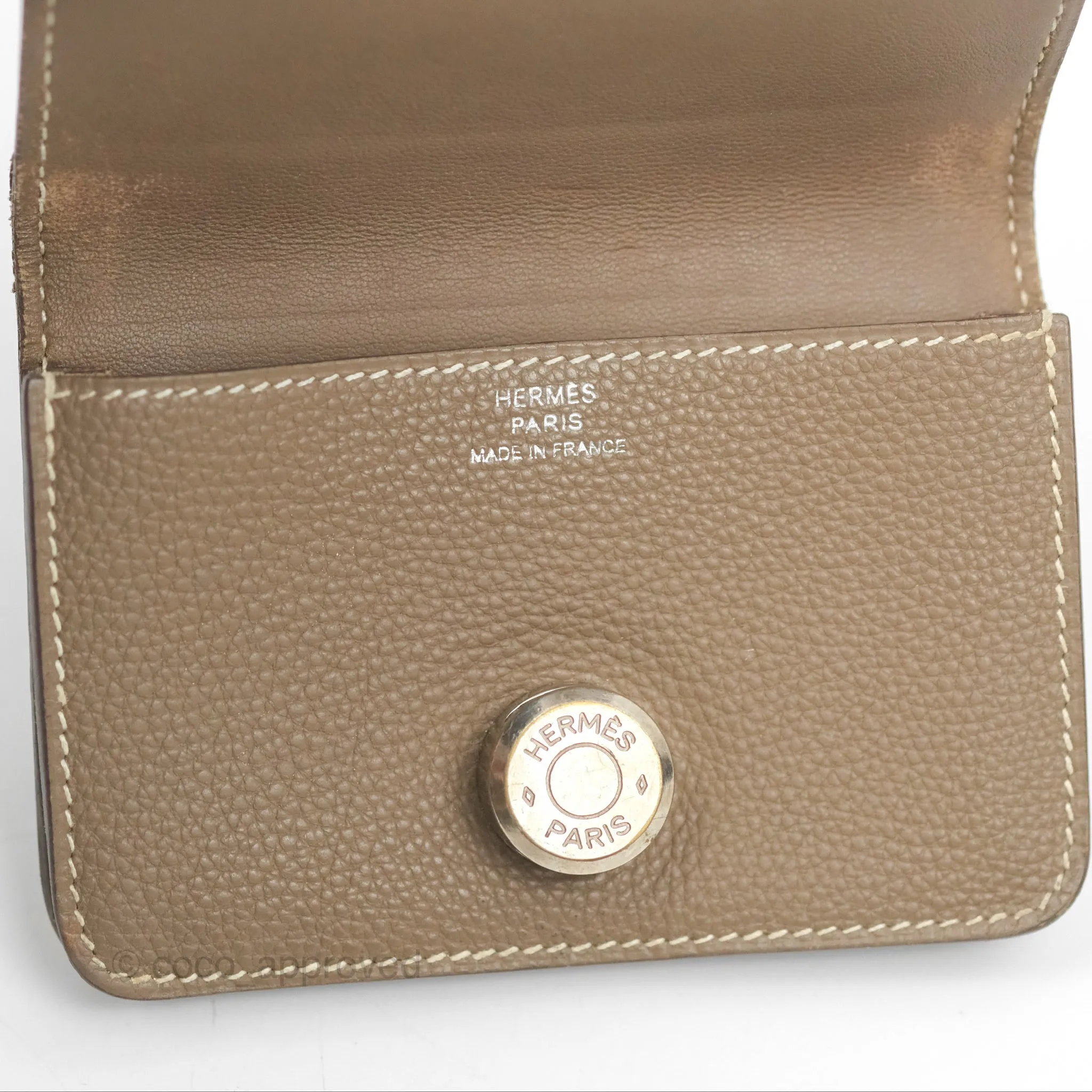 Hermes Dogon Card Case Etoupe Togo Palladium Hardware