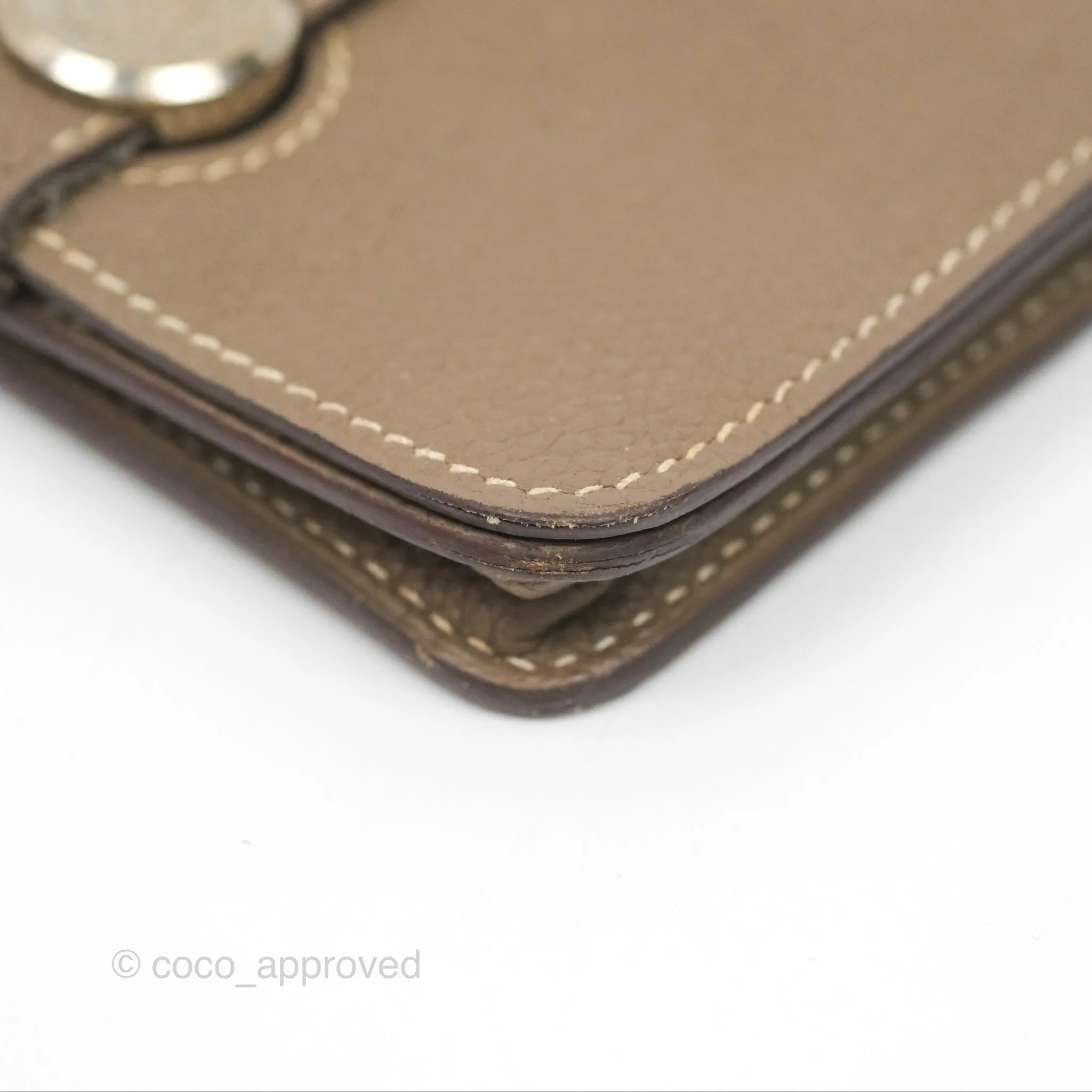 Hermes Dogon Card Case Etoupe Togo Palladium Hardware