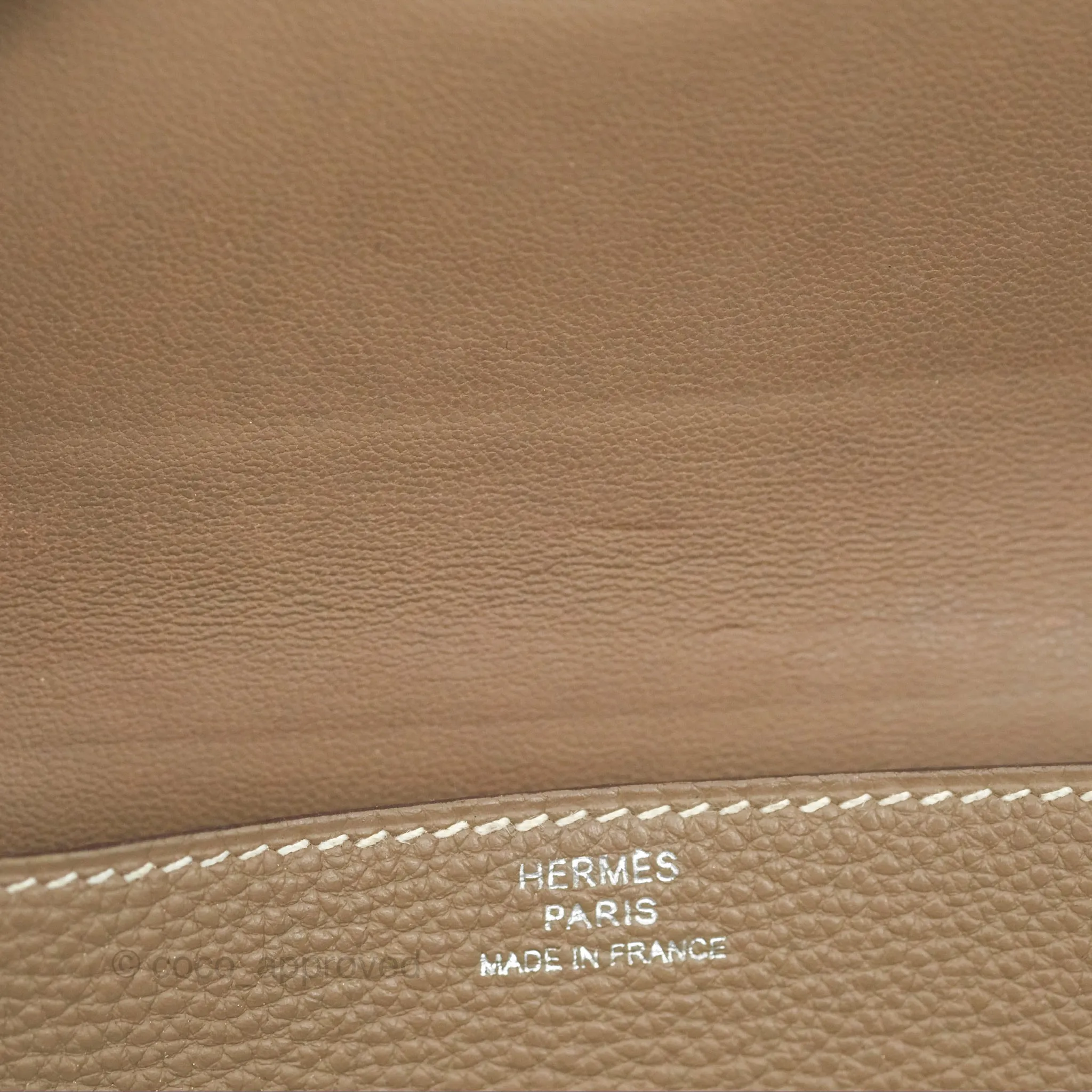 Hermes Dogon Card Case Etoupe Togo Palladium Hardware