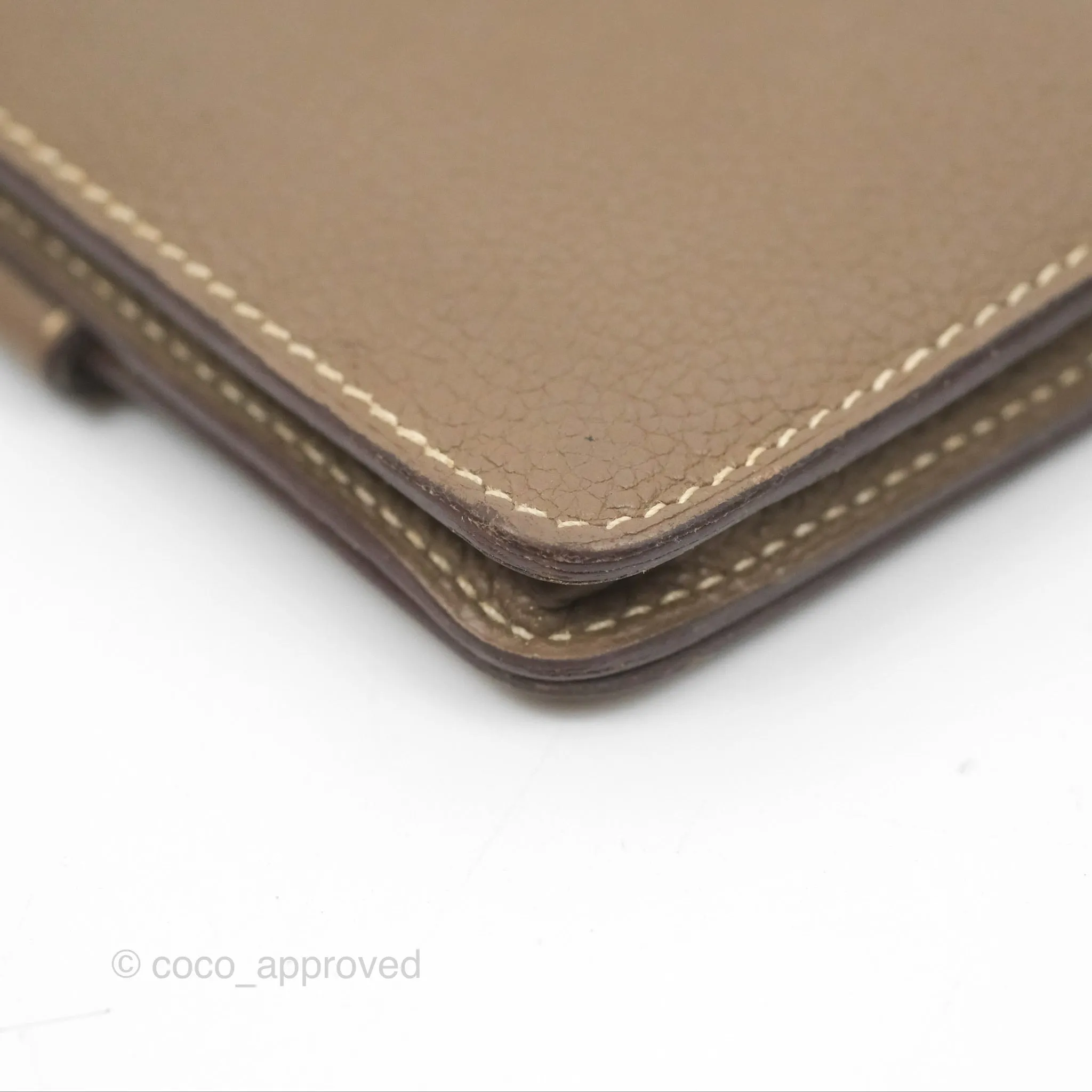 Hermes Dogon Card Case Etoupe Togo Palladium Hardware