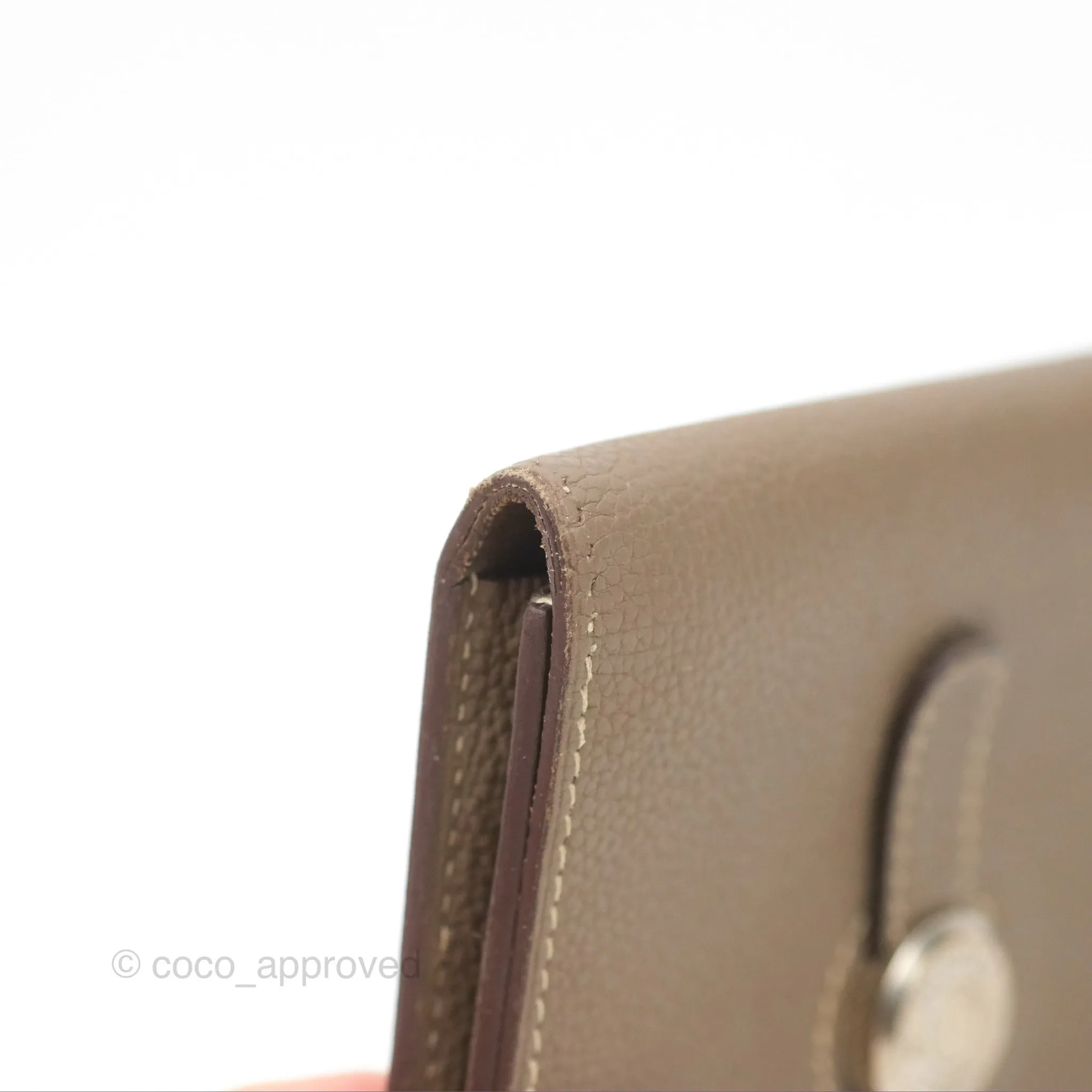 Hermes Dogon Card Case Etoupe Togo Palladium Hardware