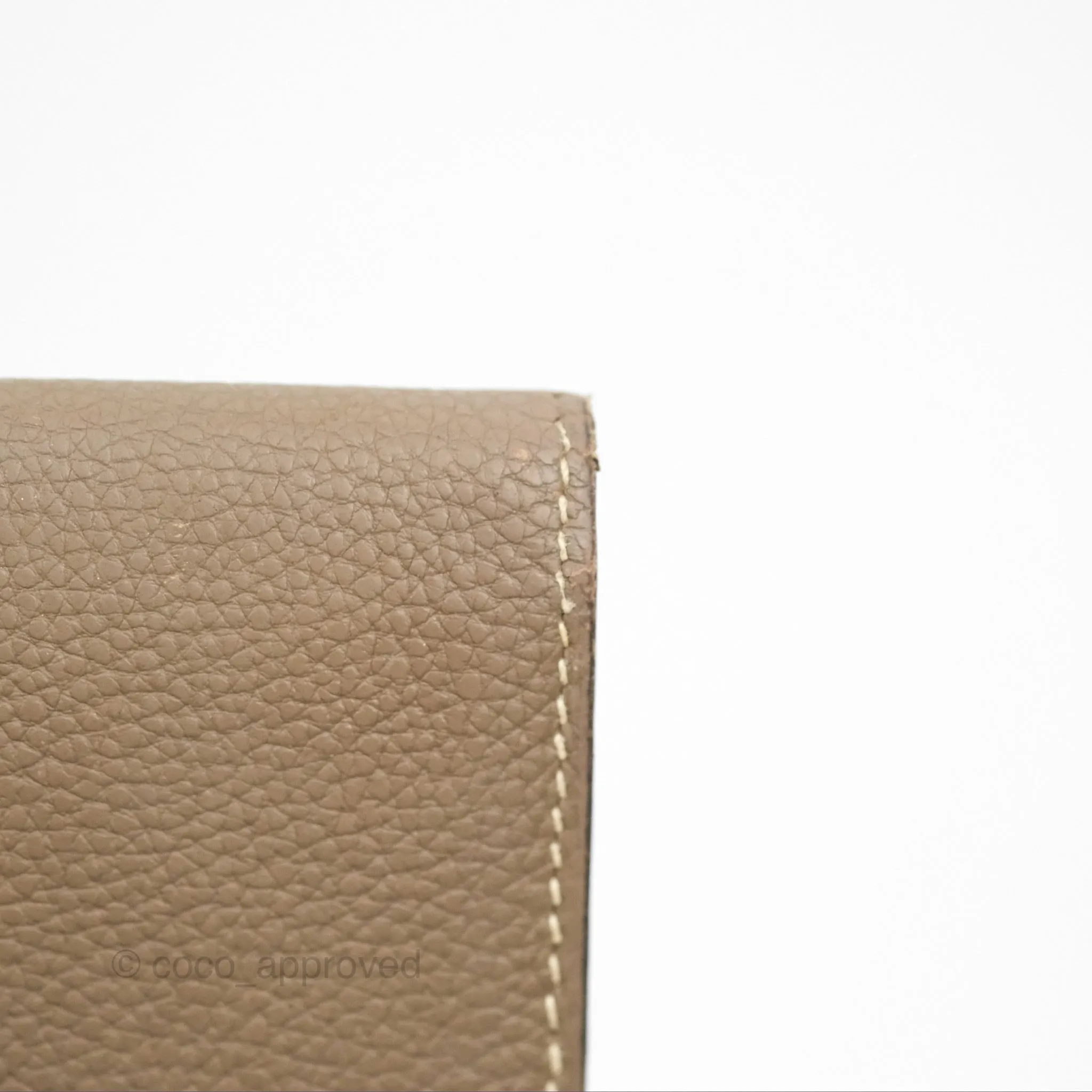 Hermes Dogon Card Case Etoupe Togo Palladium Hardware