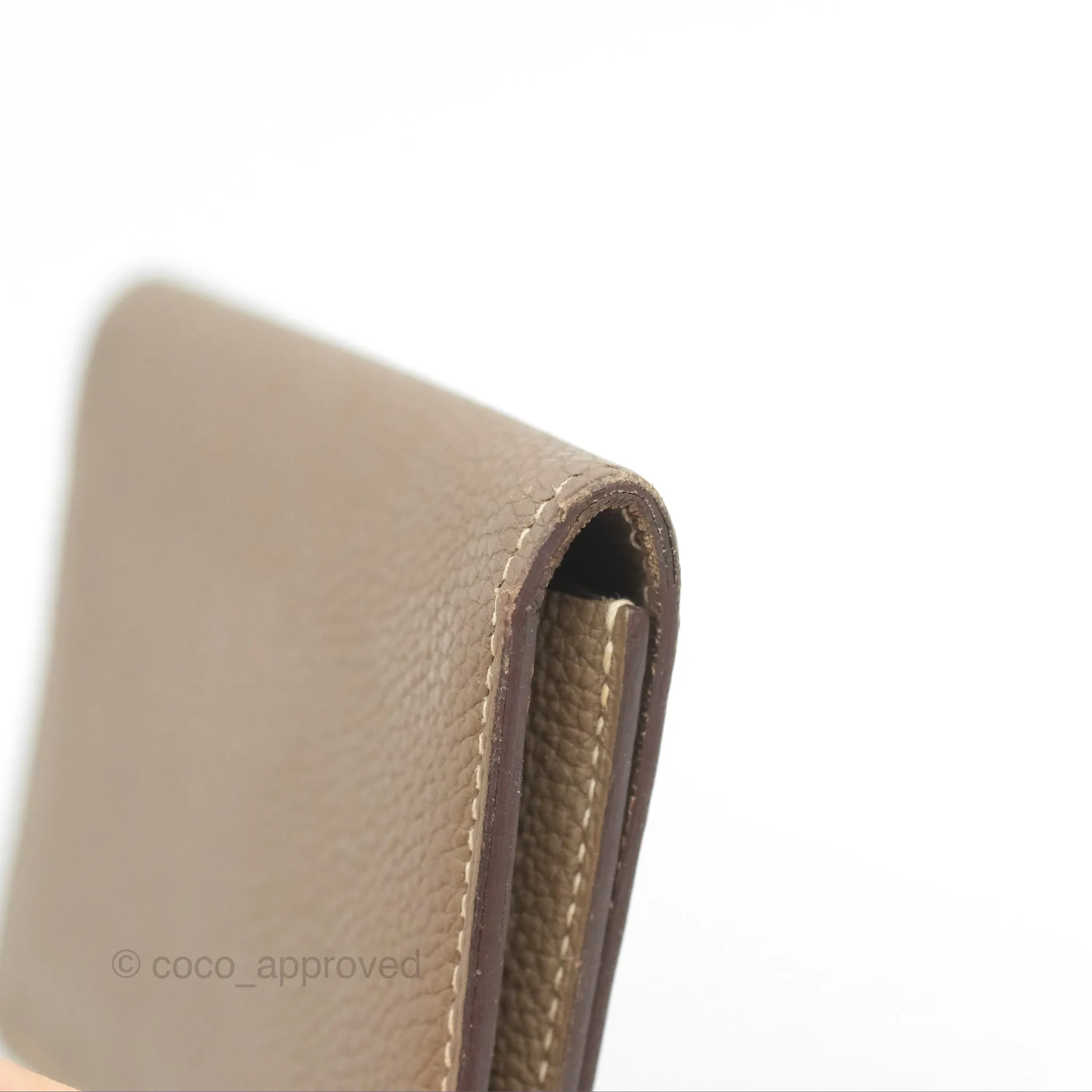 Hermes Dogon Card Case Etoupe Togo Palladium Hardware
