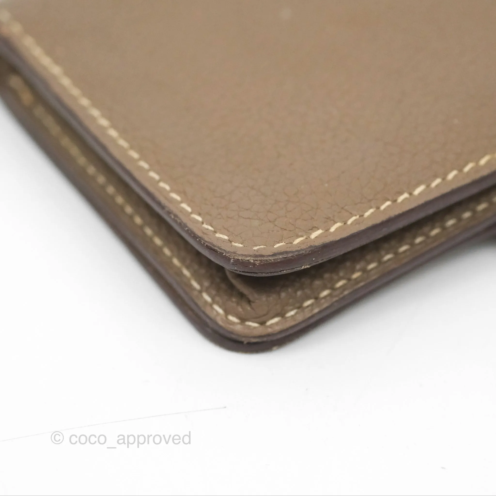 Hermes Dogon Card Case Etoupe Togo Palladium Hardware