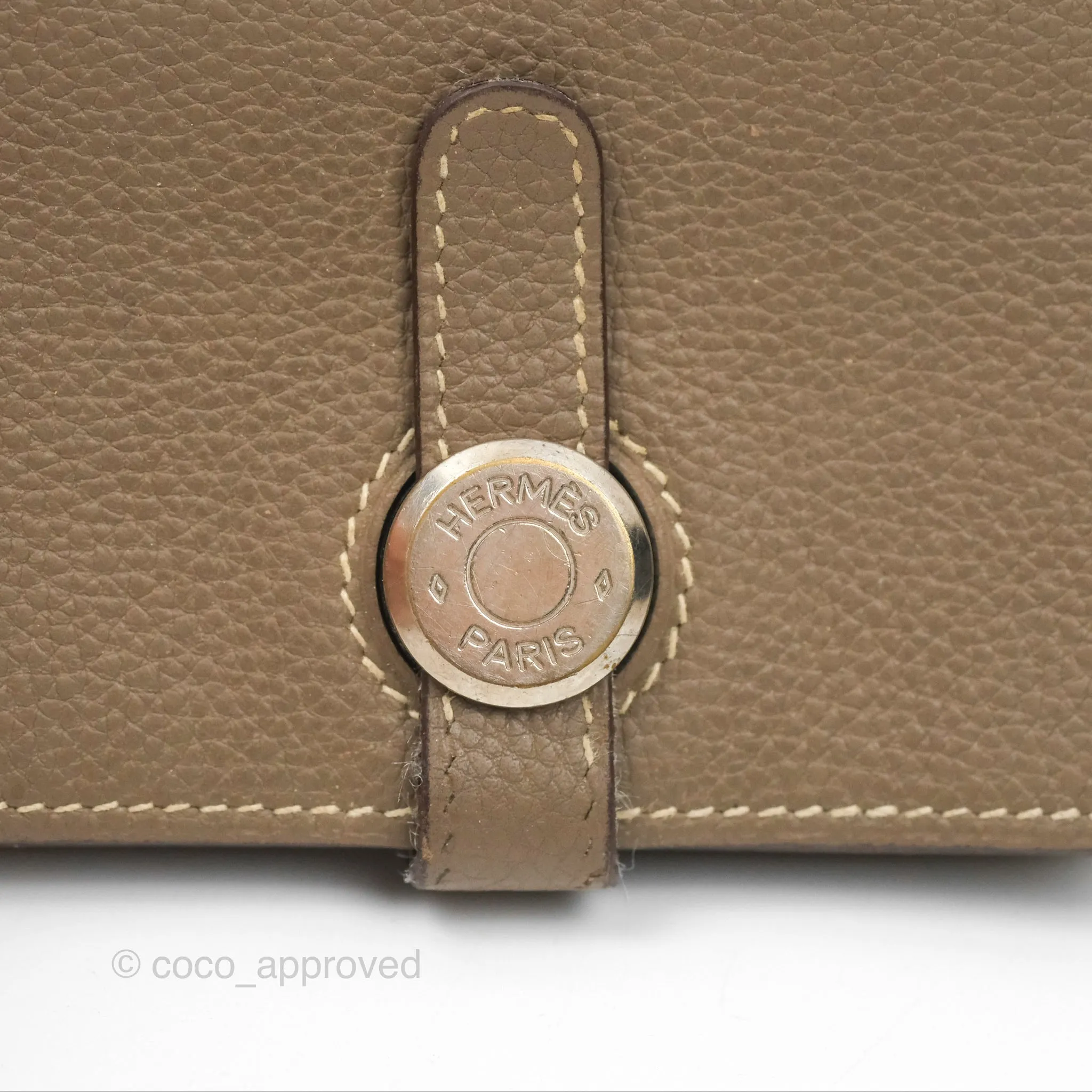 Hermes Dogon Card Case Etoupe Togo Palladium Hardware
