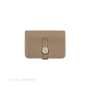 Hermes Dogon Card Case Etoupe Togo Palladium Hardware