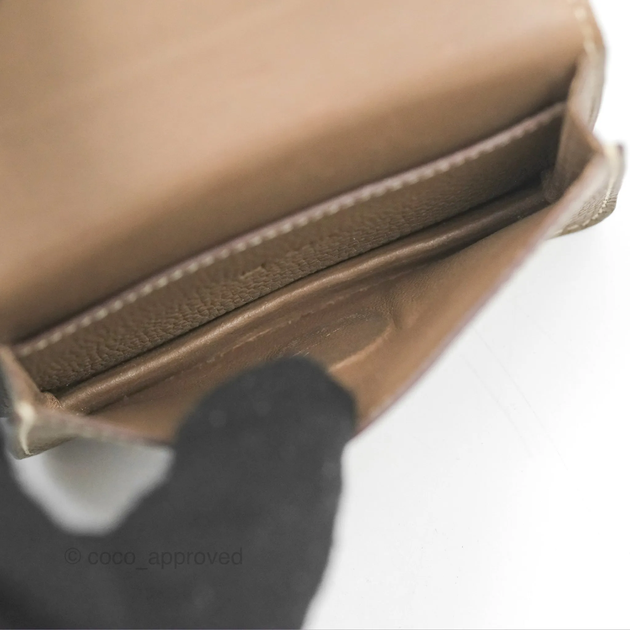 Hermes Dogon Card Case Etoupe Togo Palladium Hardware