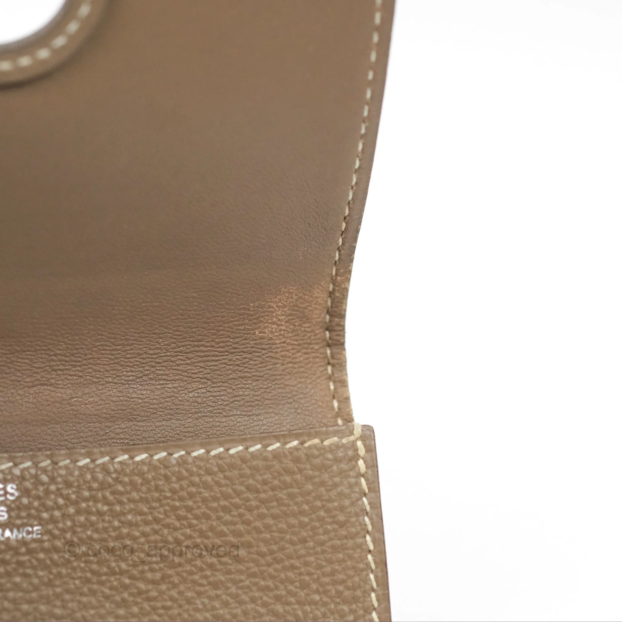 Hermes Dogon Card Case Etoupe Togo Palladium Hardware