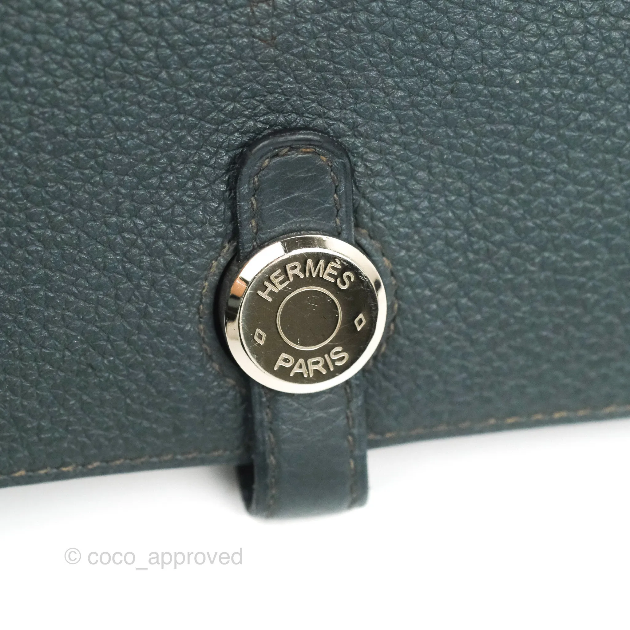 Hermes Dogon Duo Combined Wallet Dark Grey Blue TM Palladium Hardware