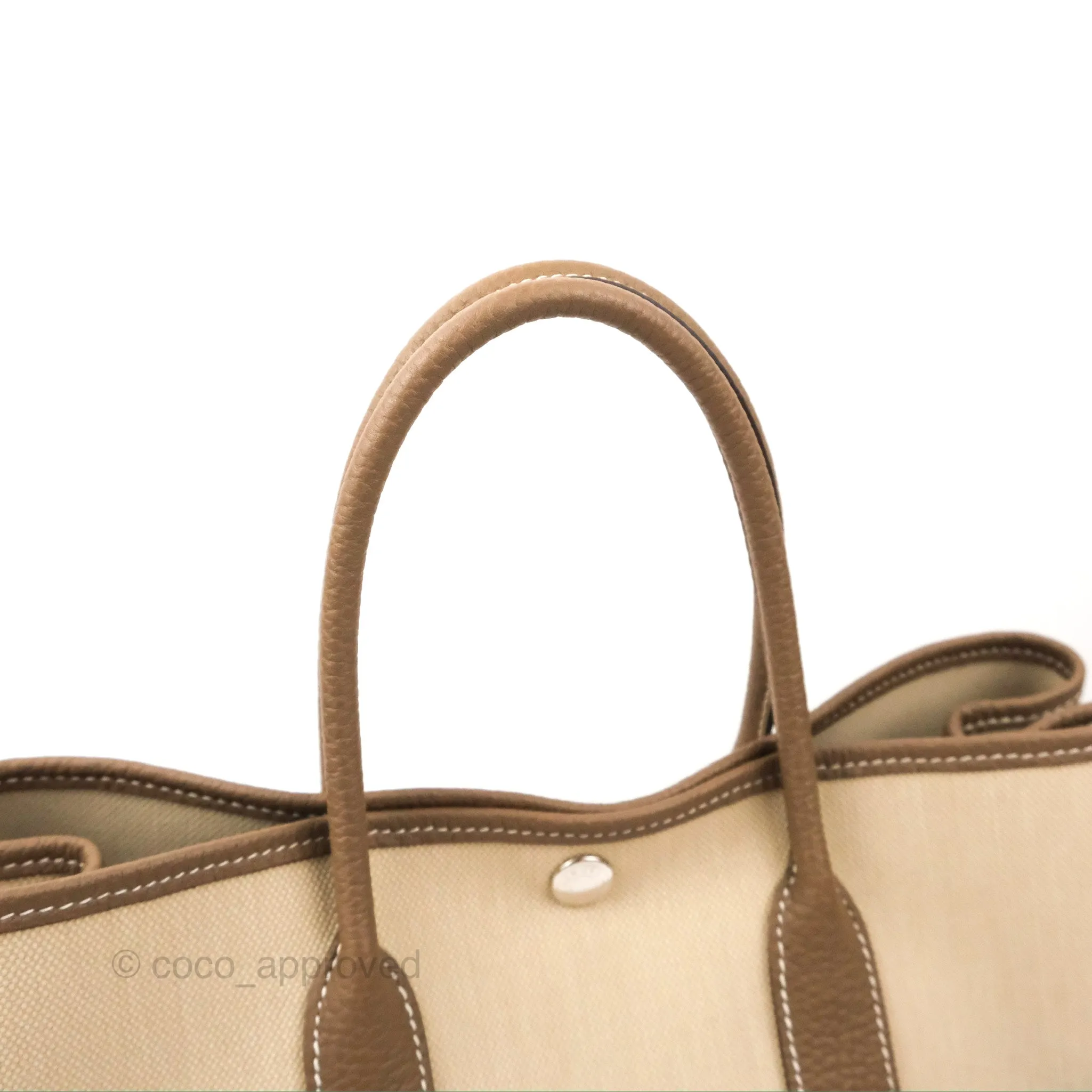 Hermes Garden Party 30 Beton 8L/Etoupe 18 Canvas Negonda With Twilly