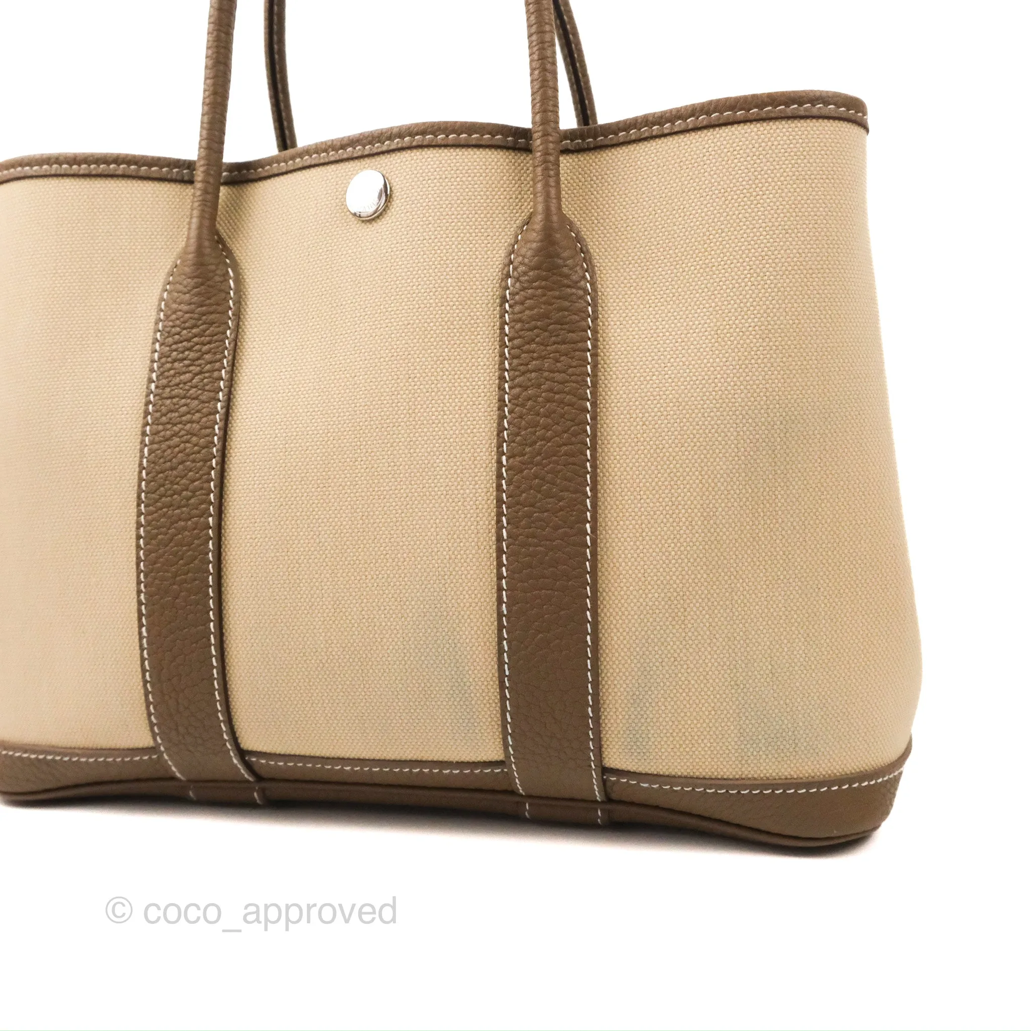 Hermes Garden Party 30 Beton 8L/Etoupe 18 Canvas Negonda With Twilly