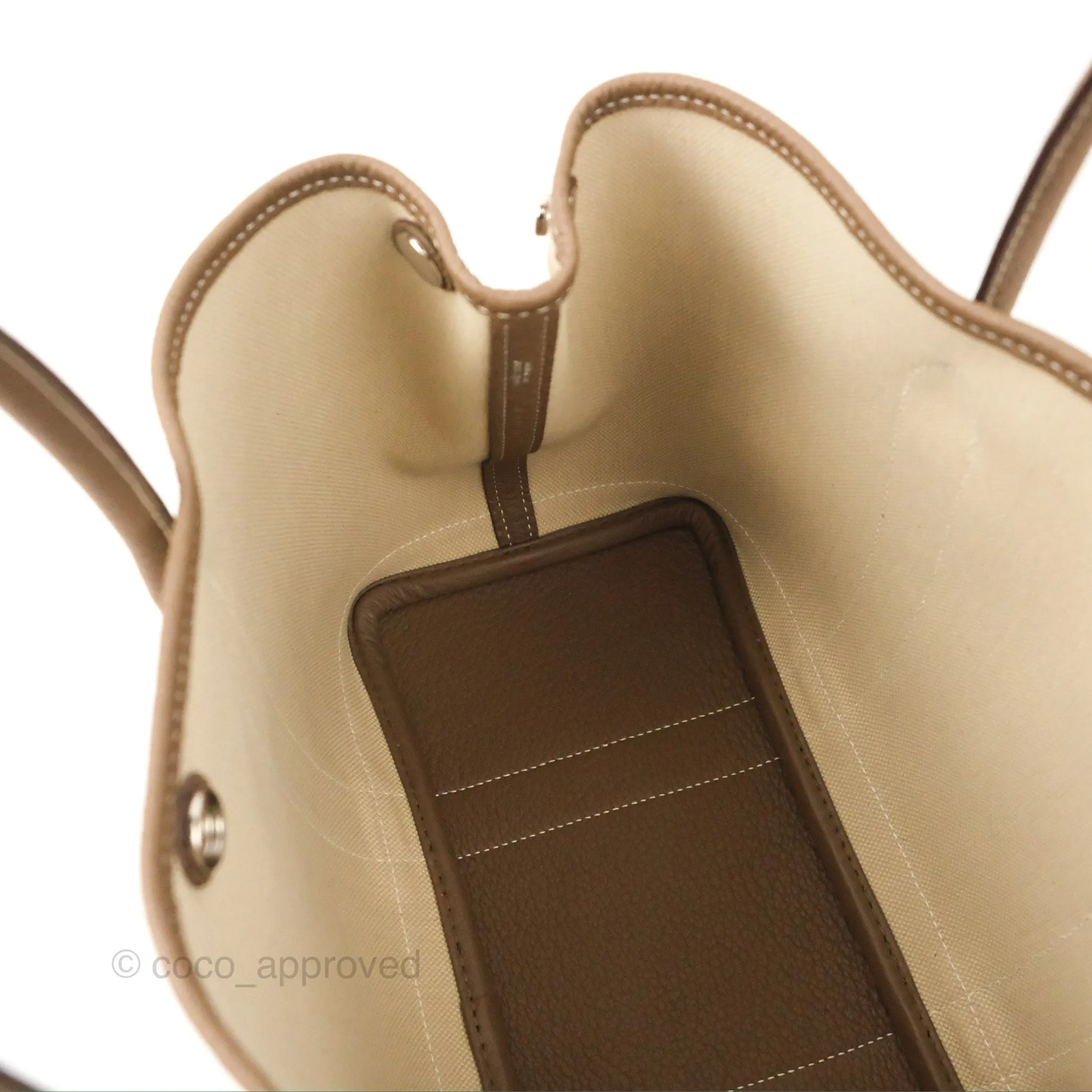Hermes Garden Party 30 Beton 8L/Etoupe 18 Canvas Negonda With Twilly