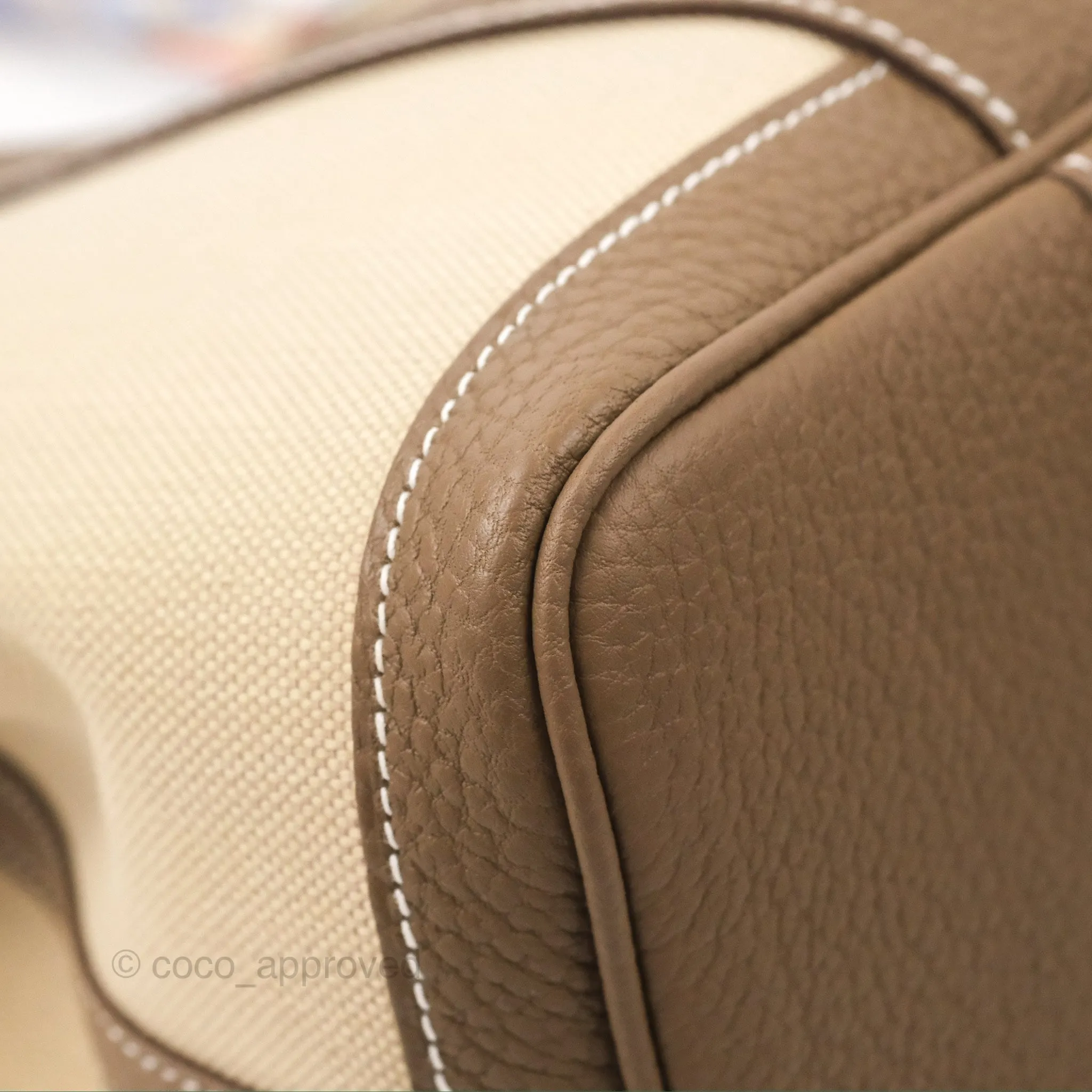 Hermes Garden Party 30 Beton 8L/Etoupe 18 Canvas Negonda With Twilly