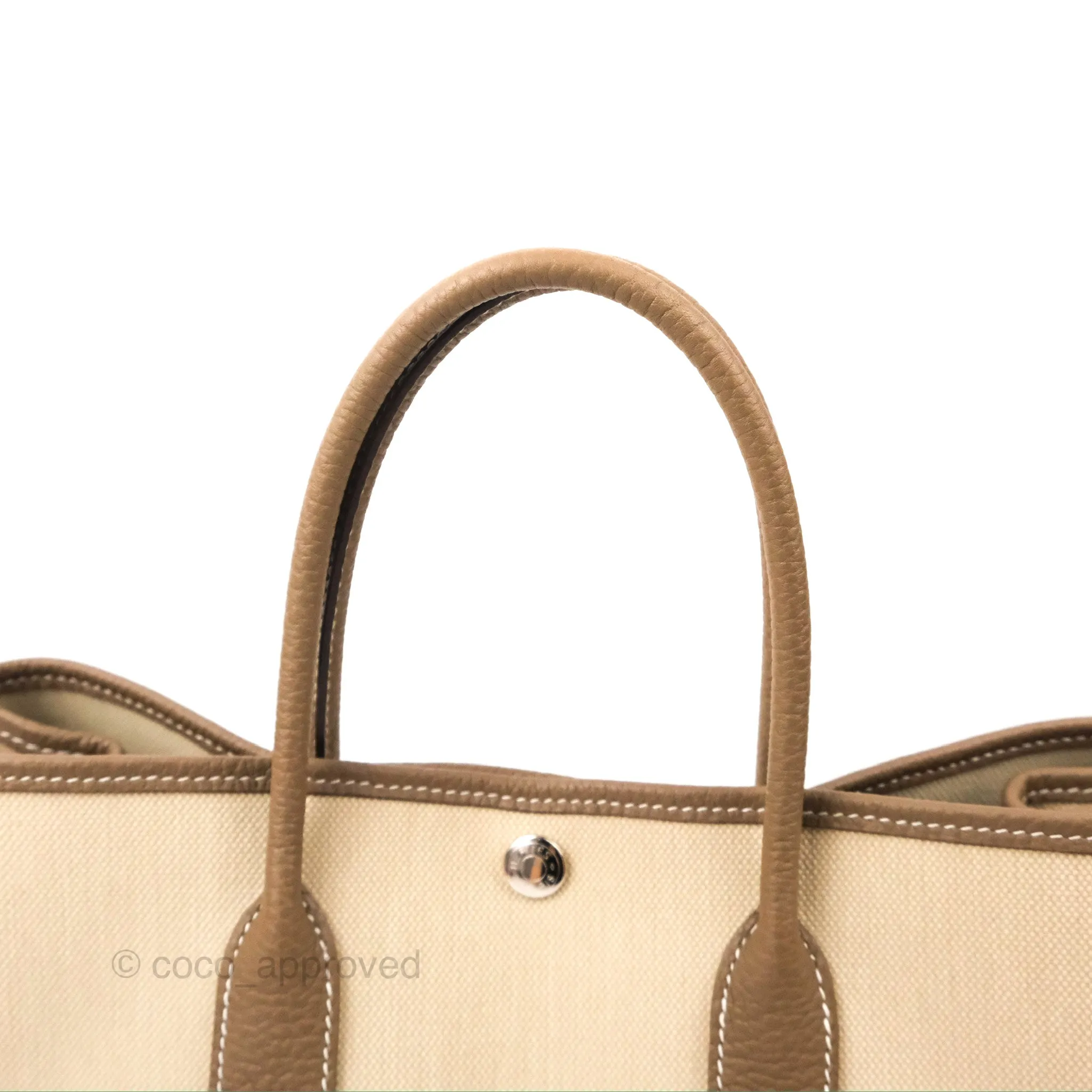 Hermes Garden Party 30 Beton 8L/Etoupe 18 Canvas Negonda With Twilly