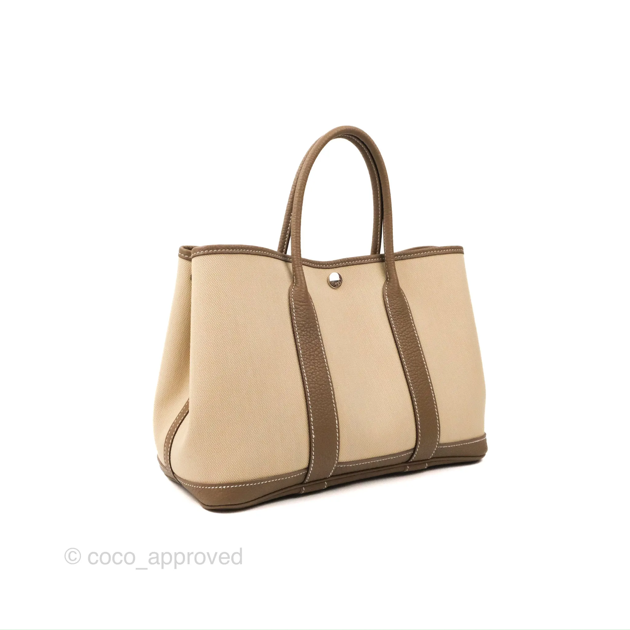 Hermes Garden Party 30 Beton 8L/Etoupe 18 Canvas Negonda With Twilly