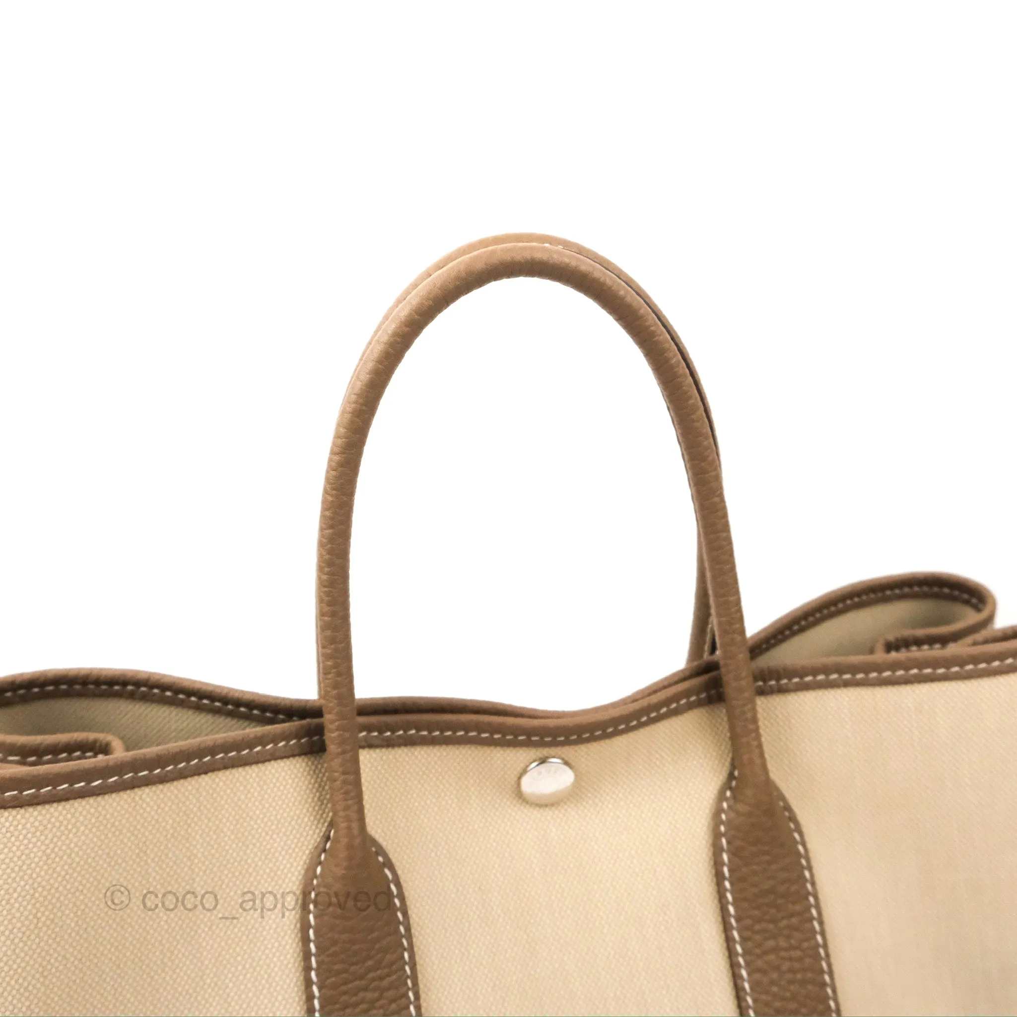 Hermes Garden Party 30 Beton 8L/Etoupe 18 Canvas Negonda With Twilly