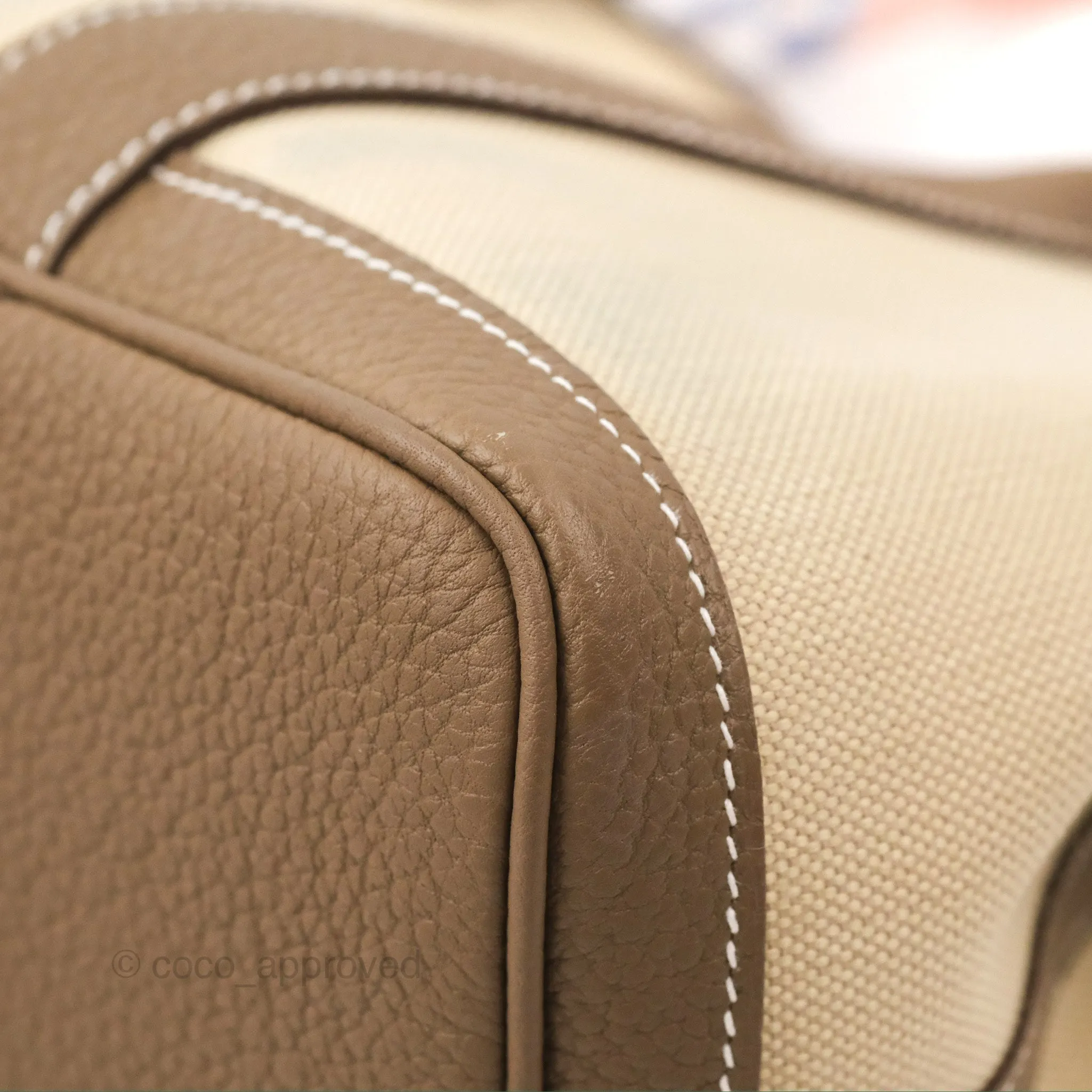 Hermes Garden Party 30 Beton 8L/Etoupe 18 Canvas Negonda With Twilly