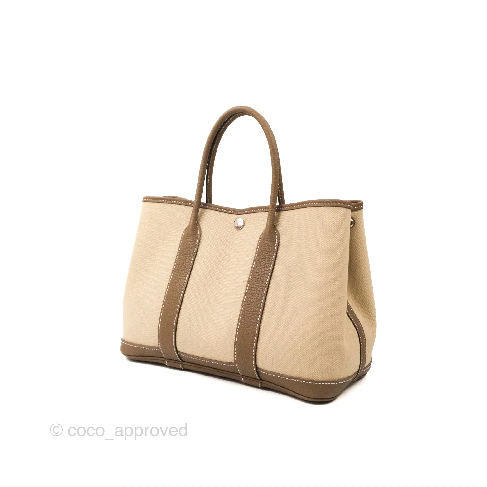 Hermes Garden Party 30 Beton 8L/Etoupe 18 Canvas Negonda With Twilly