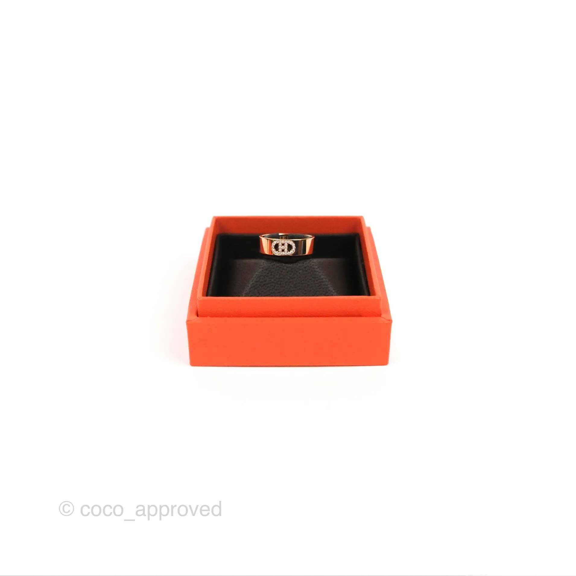 Hermes H d'ancre Ring PM Rose Gold Diamond Size 54