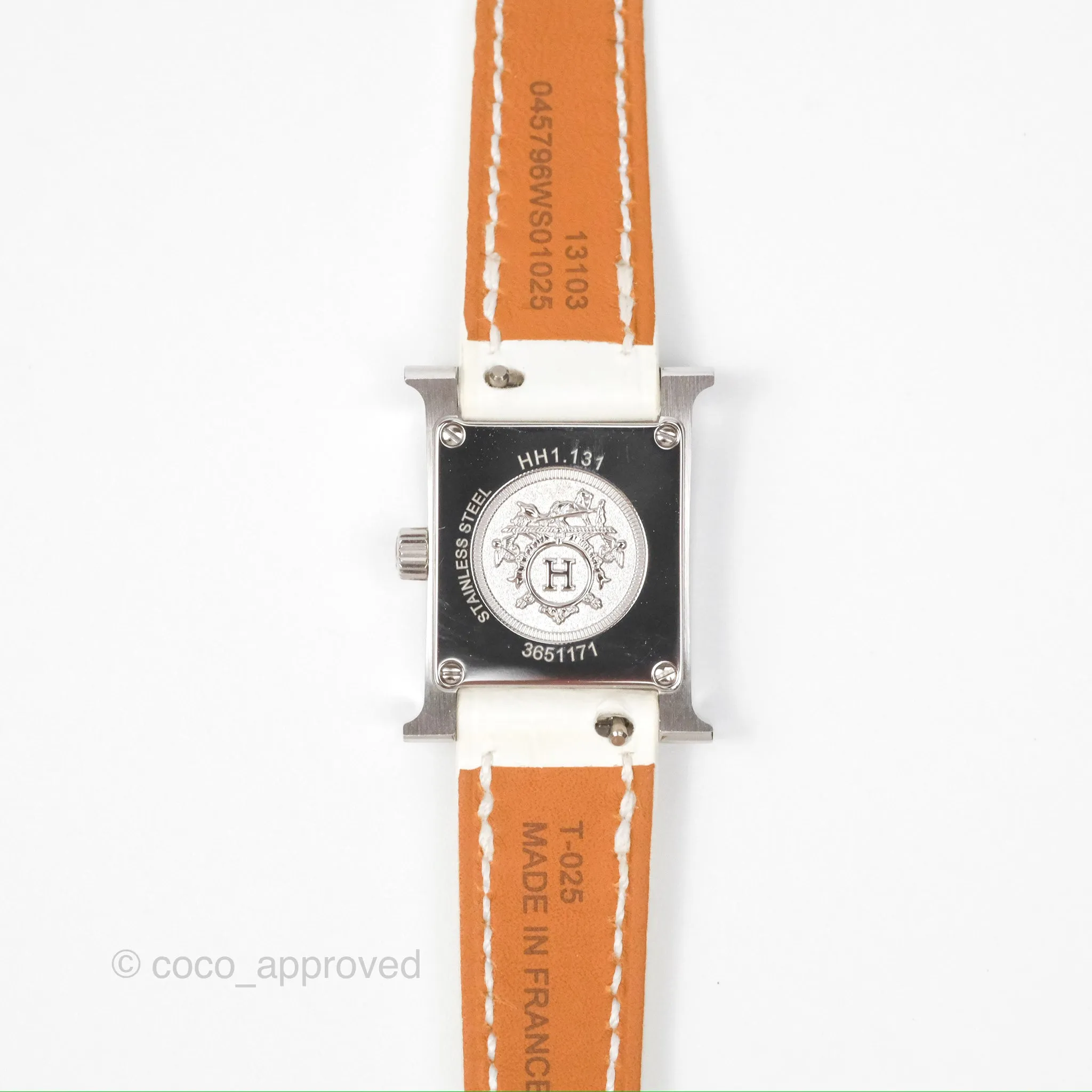 Hermes Heure H Watch Mini Diamonds White Mother-of-pearl White Alligator Leather