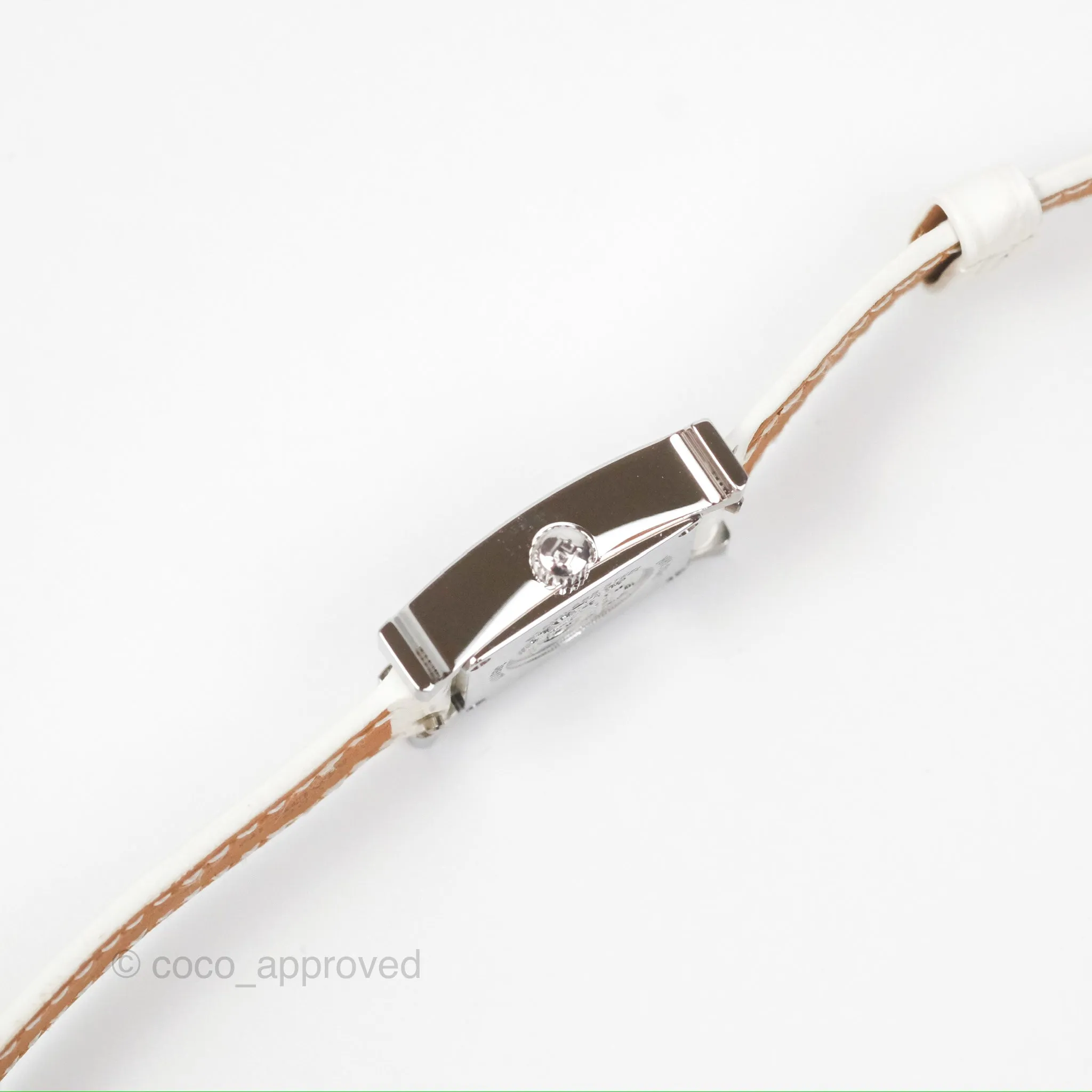 Hermes Heure H Watch Mini Diamonds White Mother-of-pearl White Alligator Leather