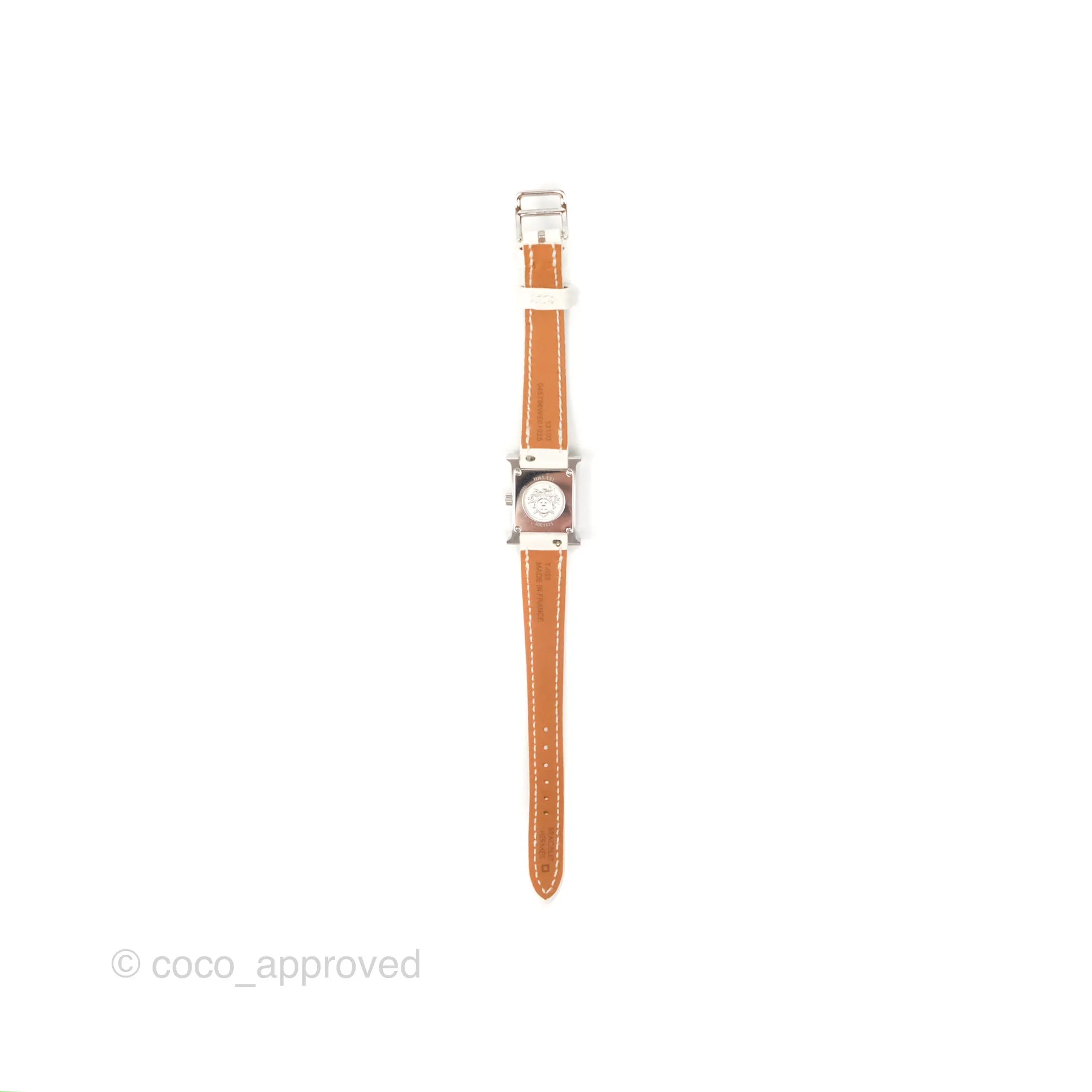 Hermes Heure H Watch Mini Diamonds White Mother-of-pearl White Alligator Leather